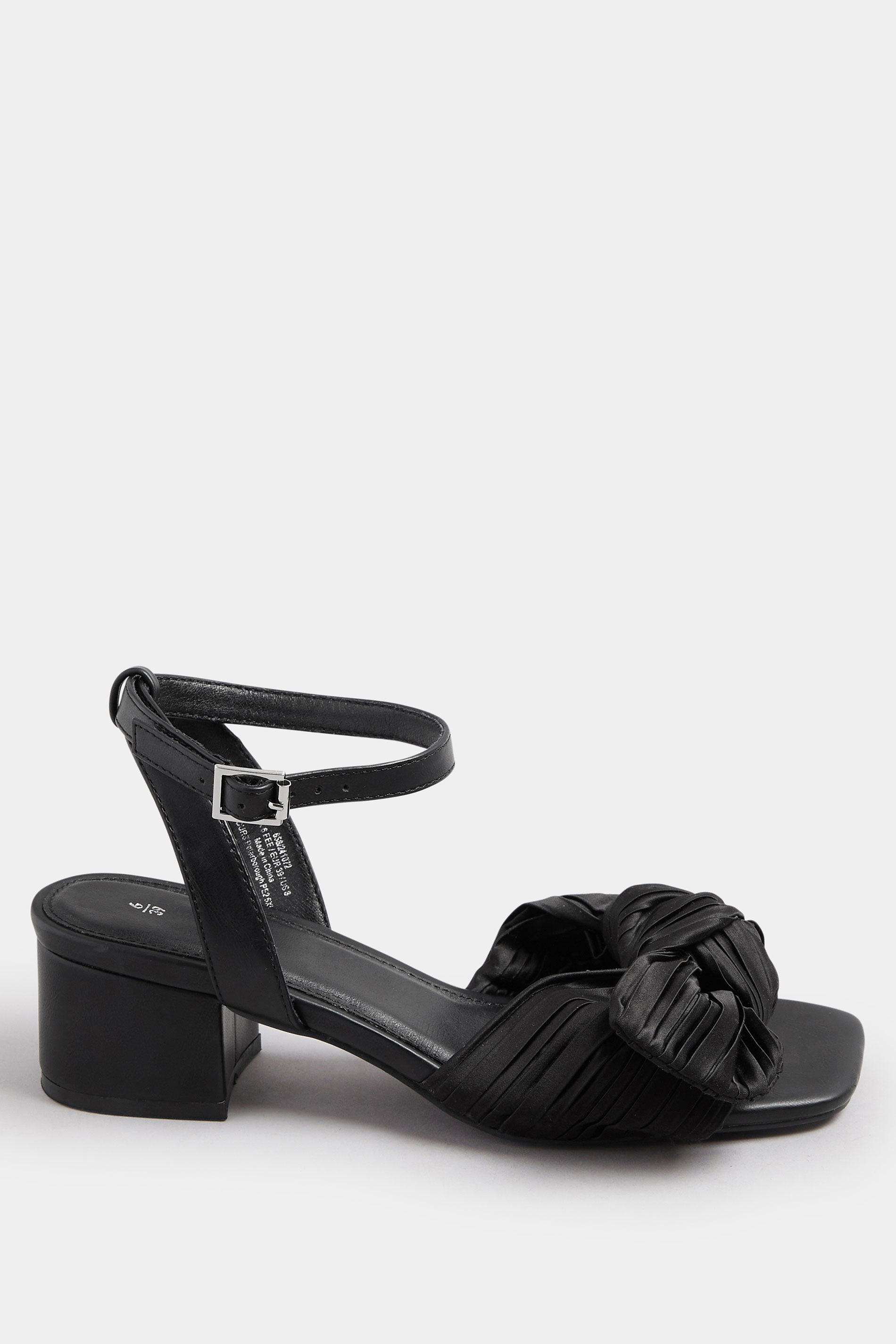 Gold Bow Mid Block Heel Sandals In Extra Wide EEE Fit | Yours Clothing 4