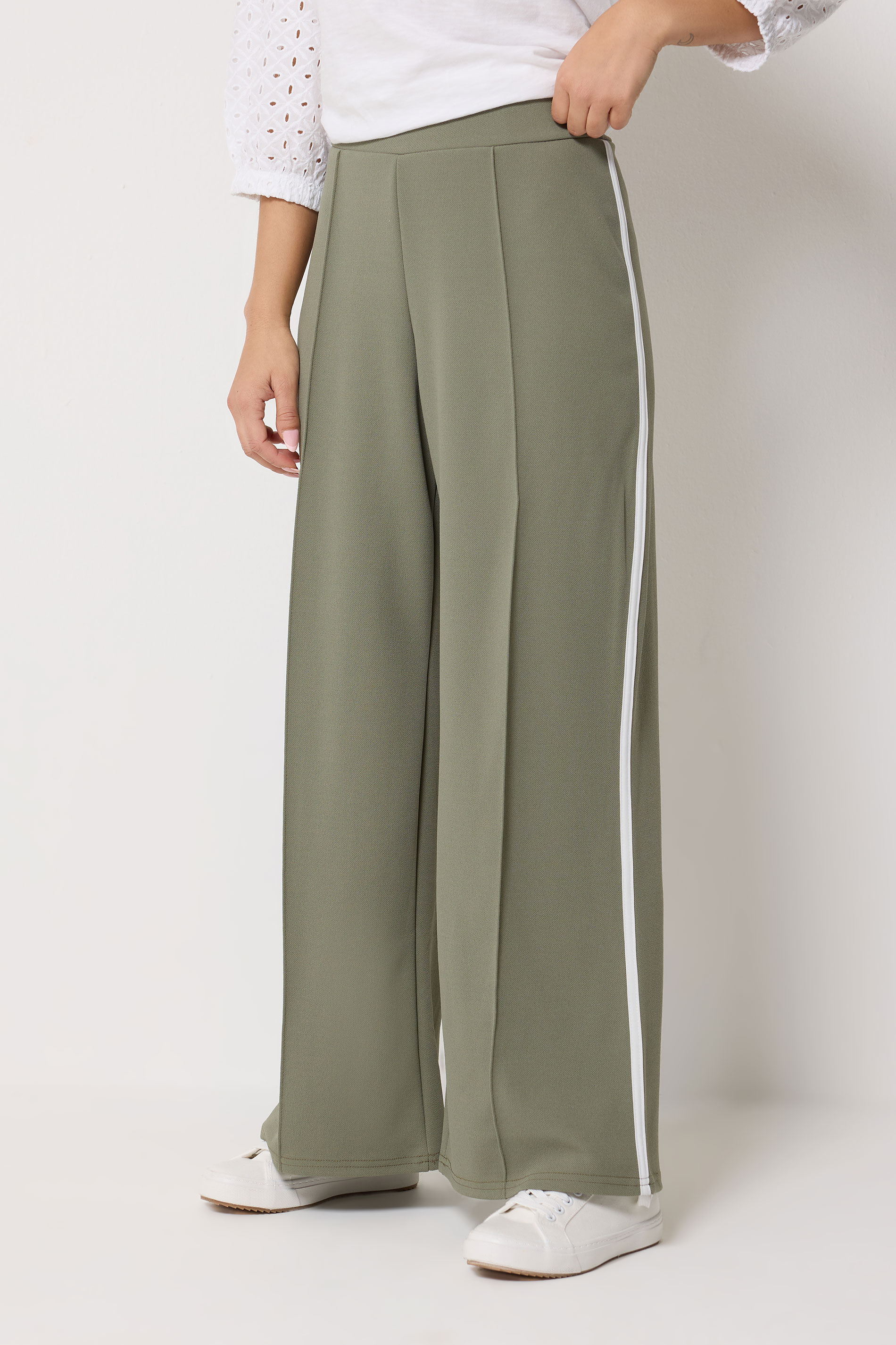 M&Co Petite Khaki Green Pintuck Trousers | M&Co 1