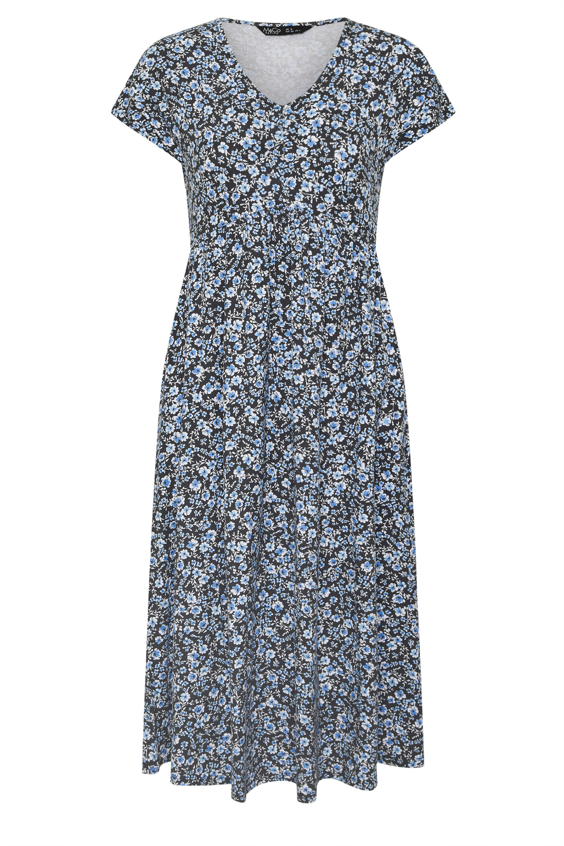 M&Co Petite Black Floral V-Neck Midi Dress | M&Co 5