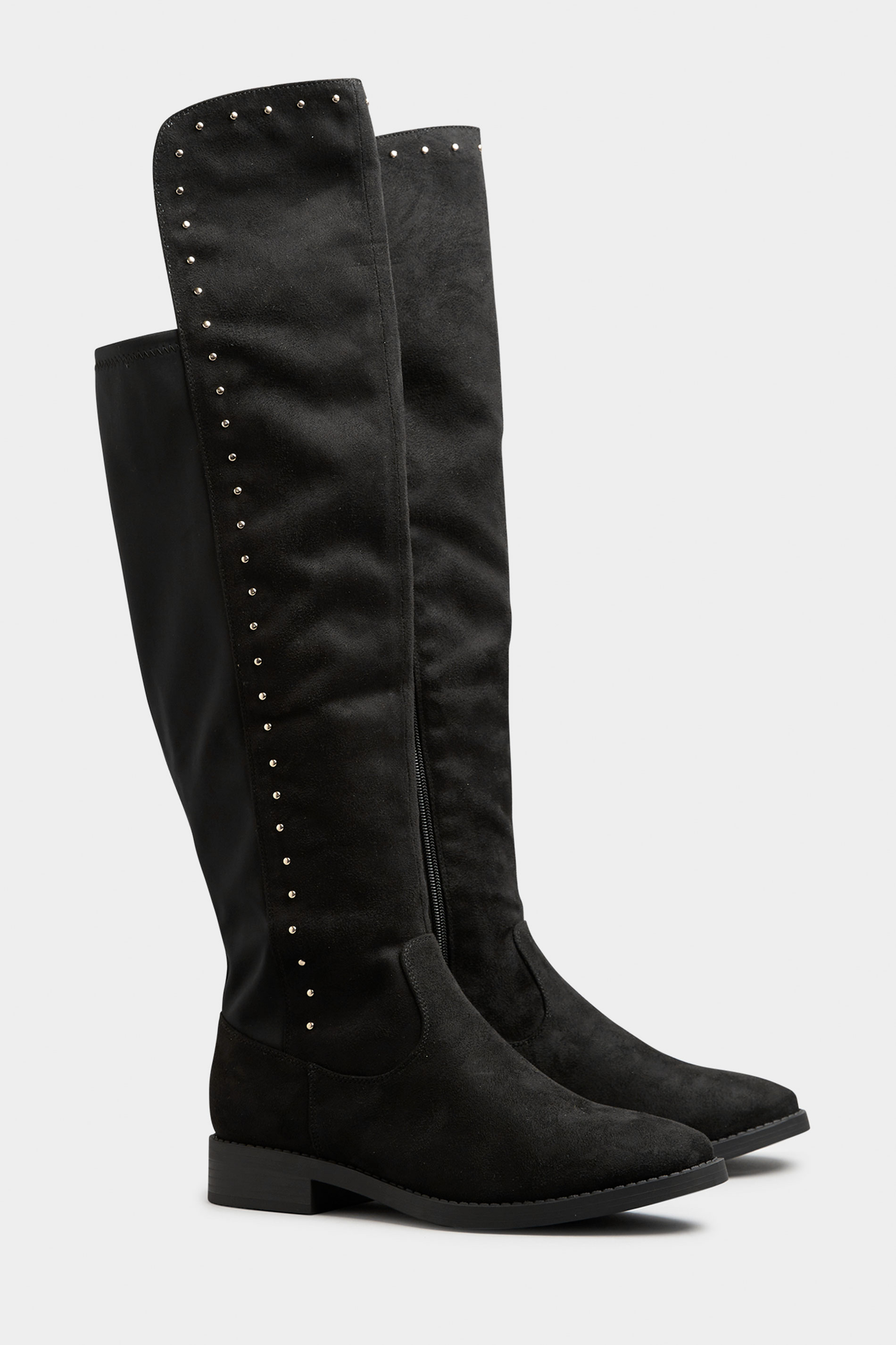 LIMITED COLLECTION Black Stud Over The Knee Boots In Wide E Fit & Extra Wide Fit | Yours Clothing 2
