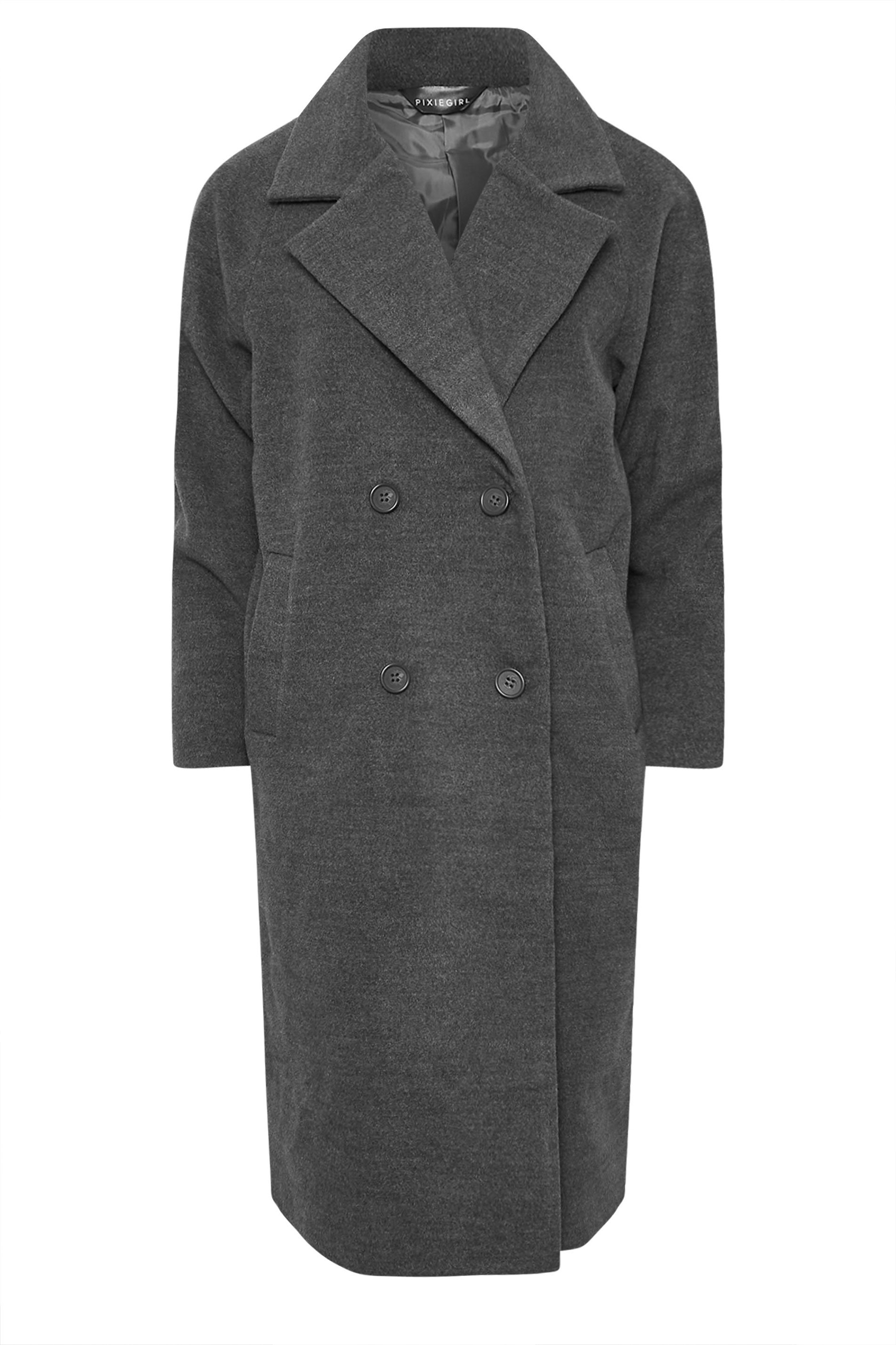 PixieGirl Petite Women's Charcoal Grey Formal Midi Coat | PixieGirl 7