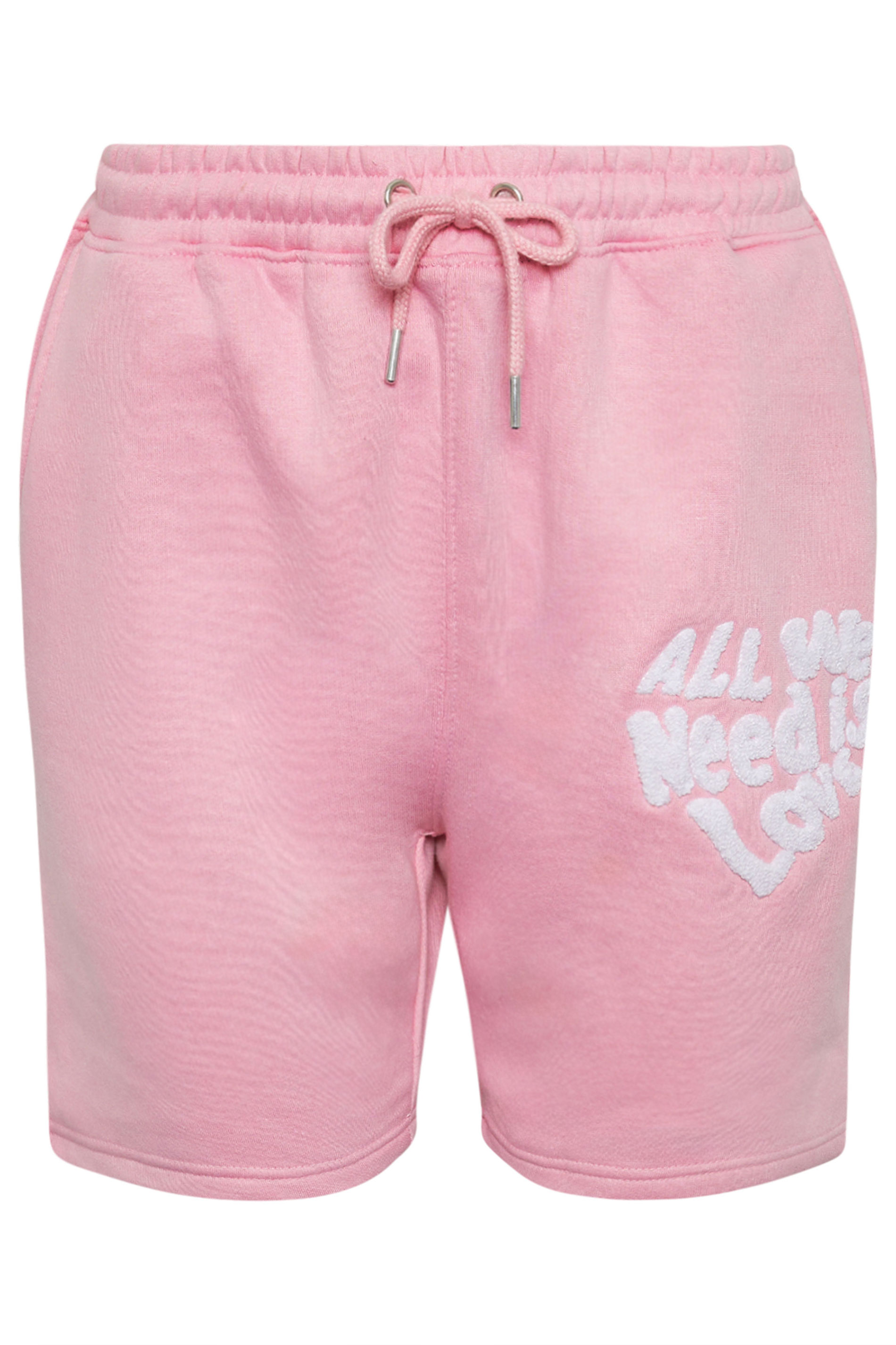 Pink 'All We Need Is Love' Slogan Jogger Shorts | PixieGirl