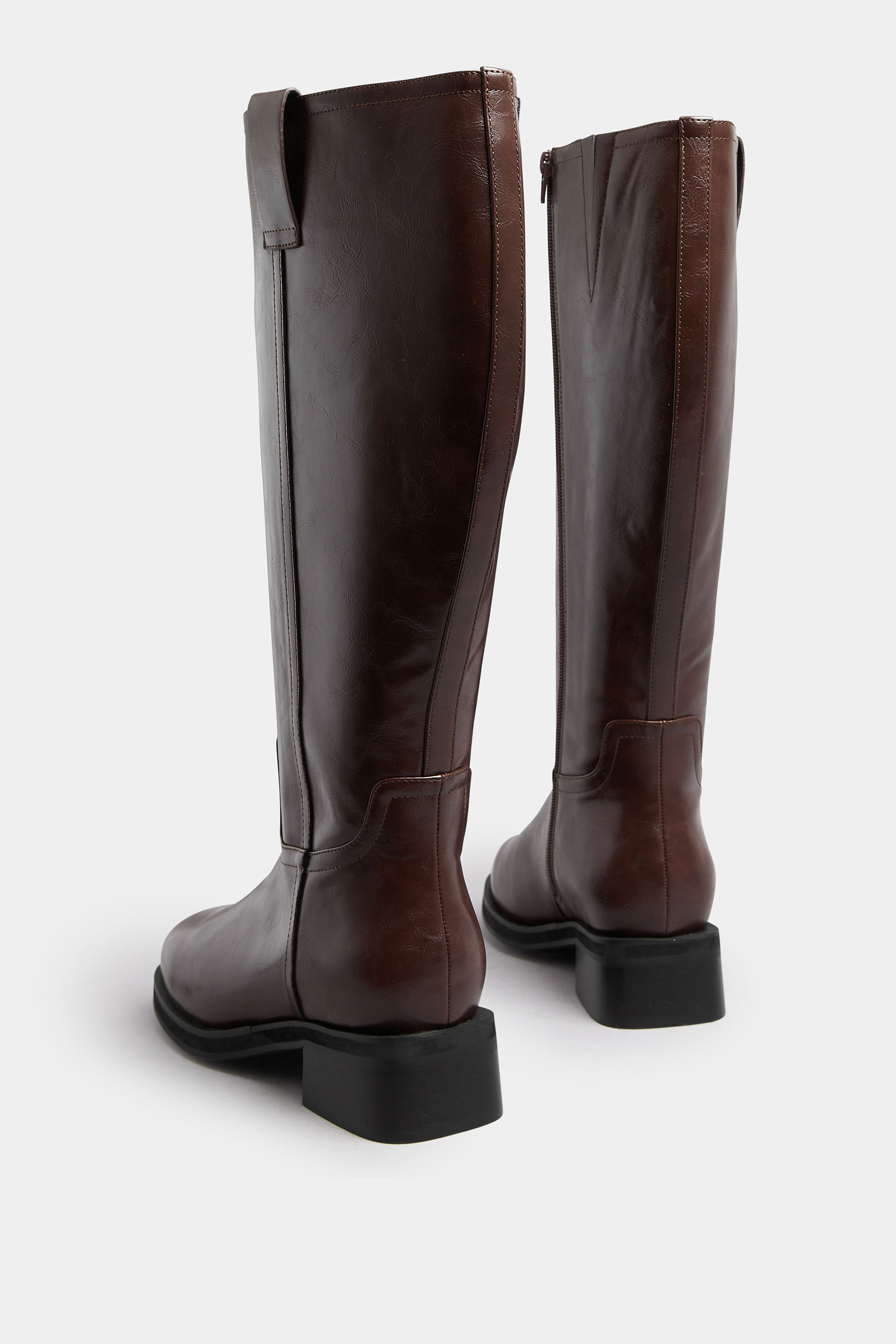 Dark Brown Pull On Knee High Boots In Extra Wide EEE Fit | Yours Clothing 4