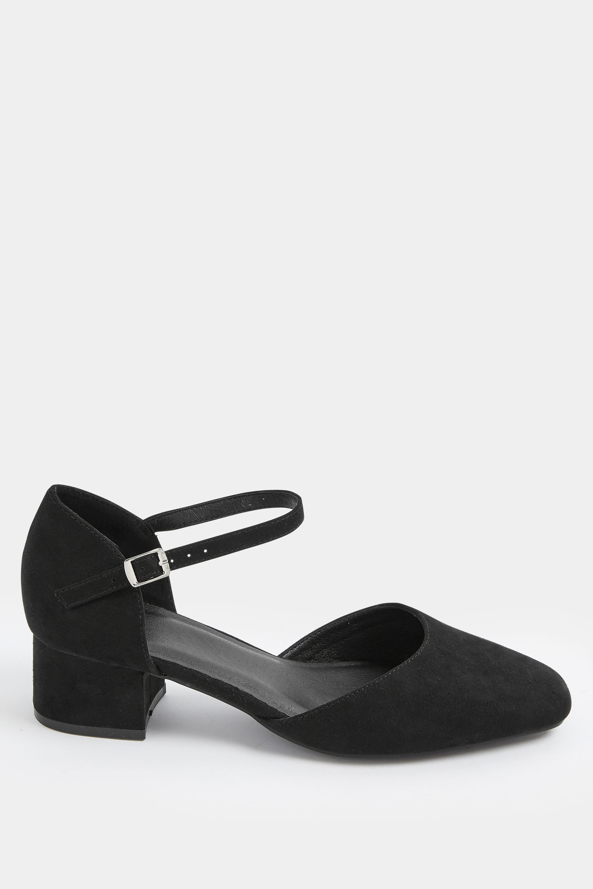 Black Square Toe Block Heels In Wide E & Extra Wide EEE Fit | Yours Clothing 2