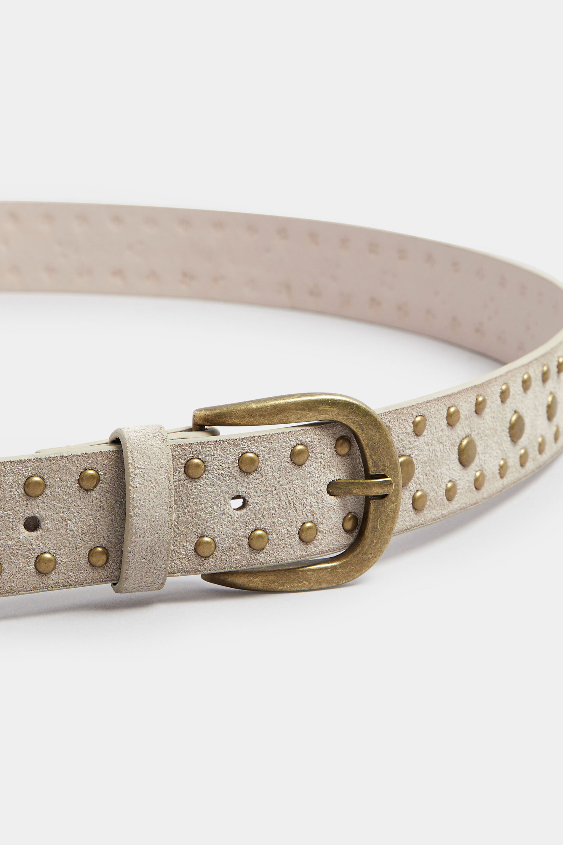 Natural Brown Faux Suede Stud Detail Belt | Yours Clothing 3