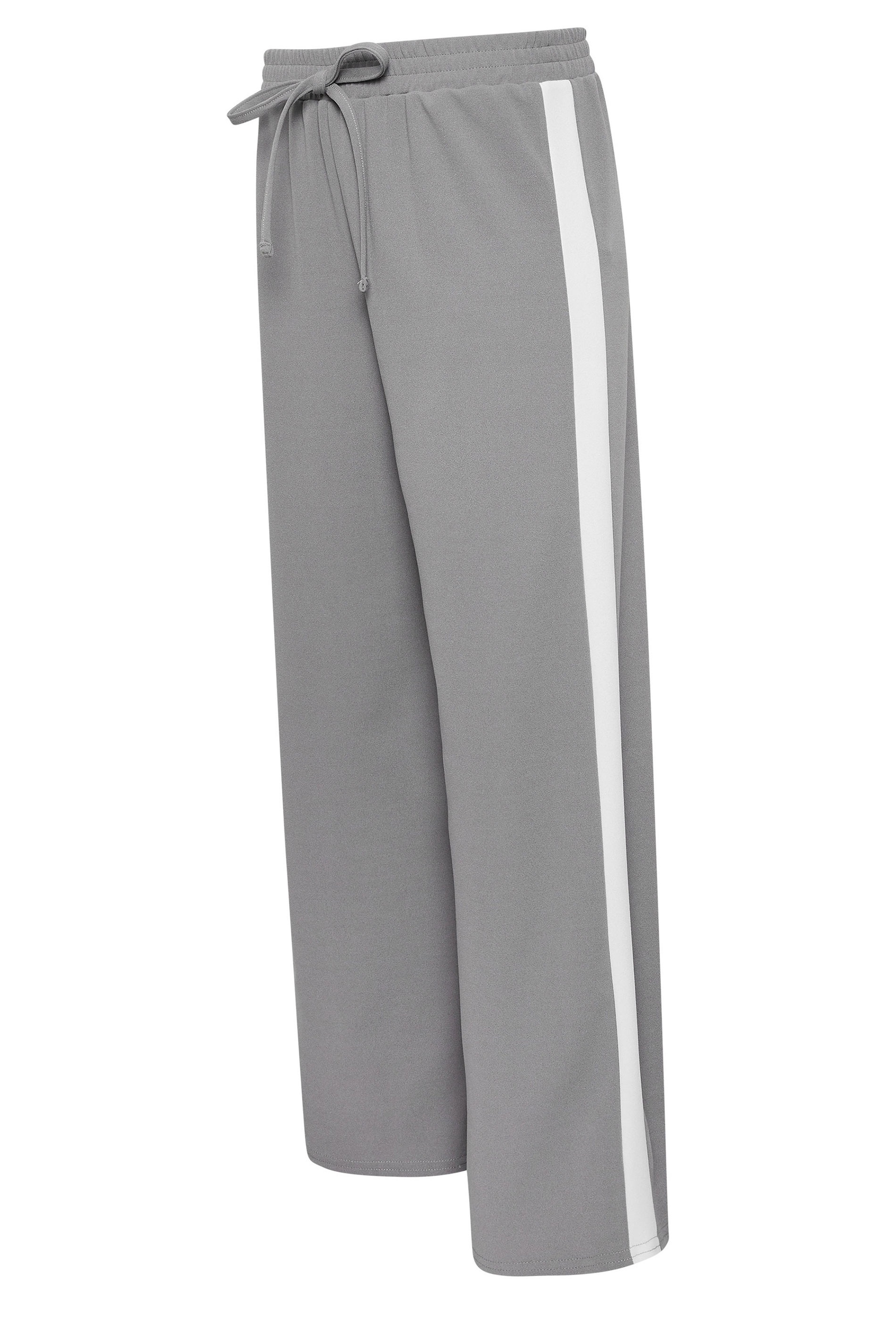PixieGirl Grey Side Stripe Wide Leg Trousers | PixieGirl