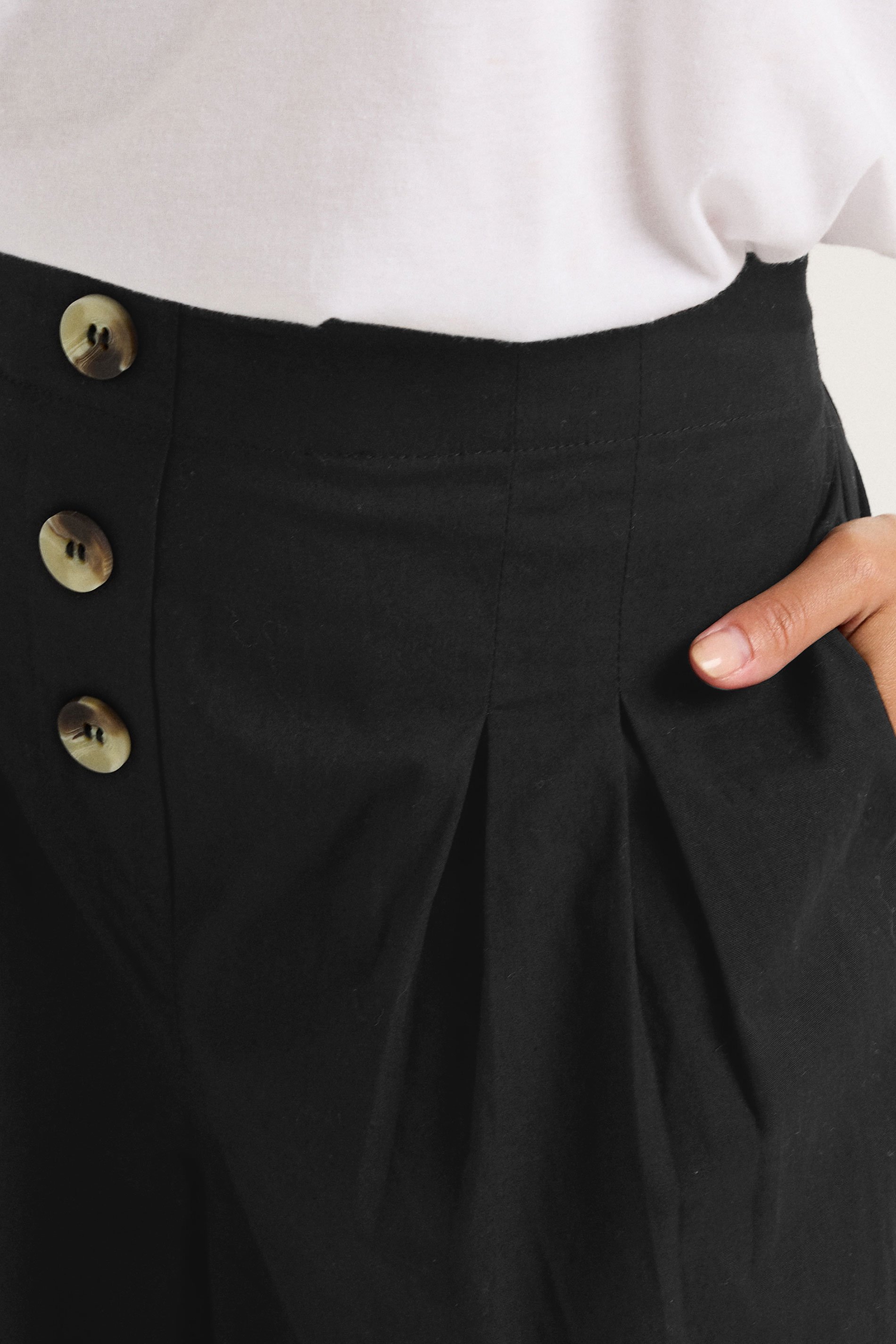 PixieGirl Petite Women's Black Button Wide Palazzo Trousers | PixieGirl 4