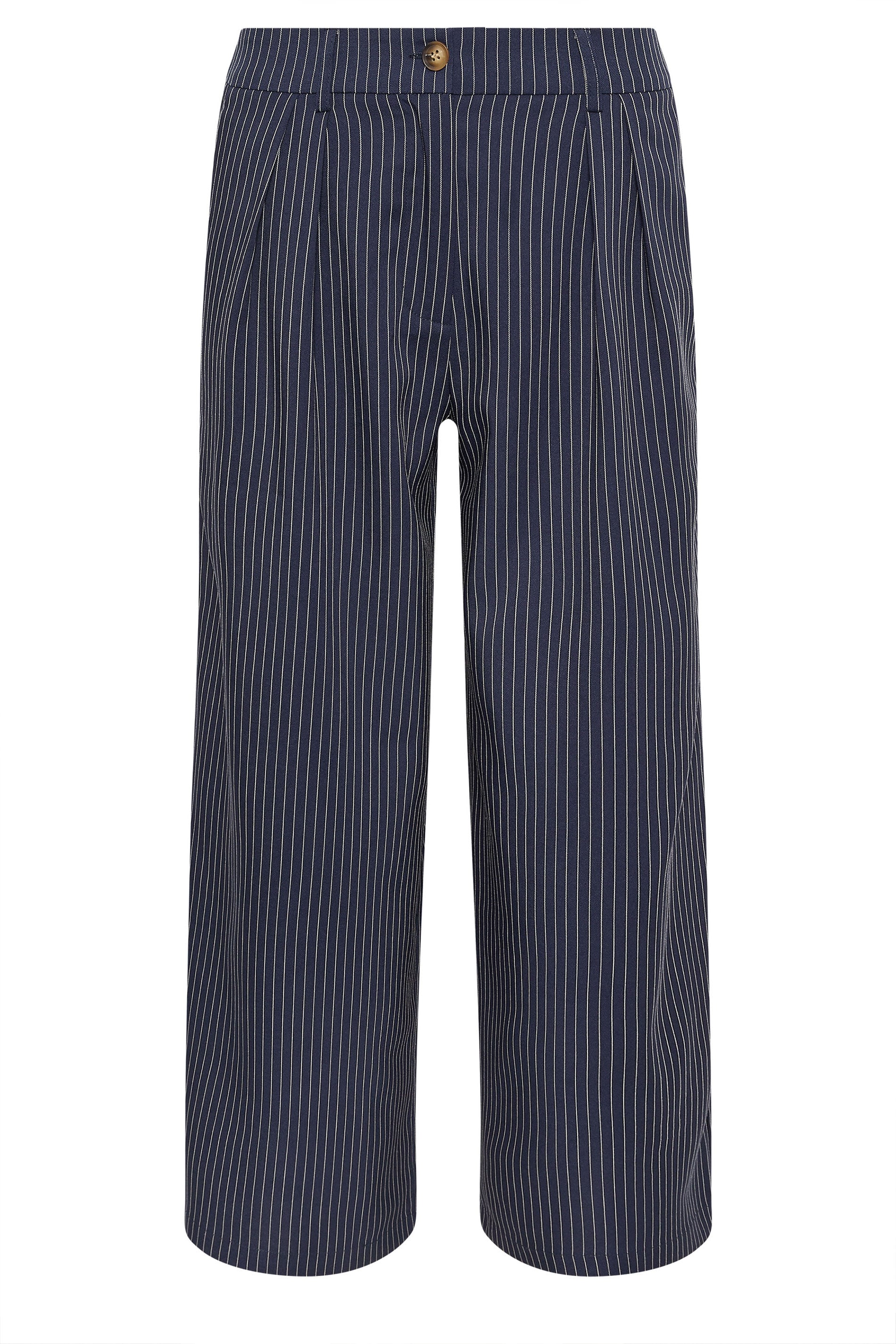 PixieGirl Petite Women's Navy Blue Pinstripe Wide Leg Trousers | PixieGirl 8