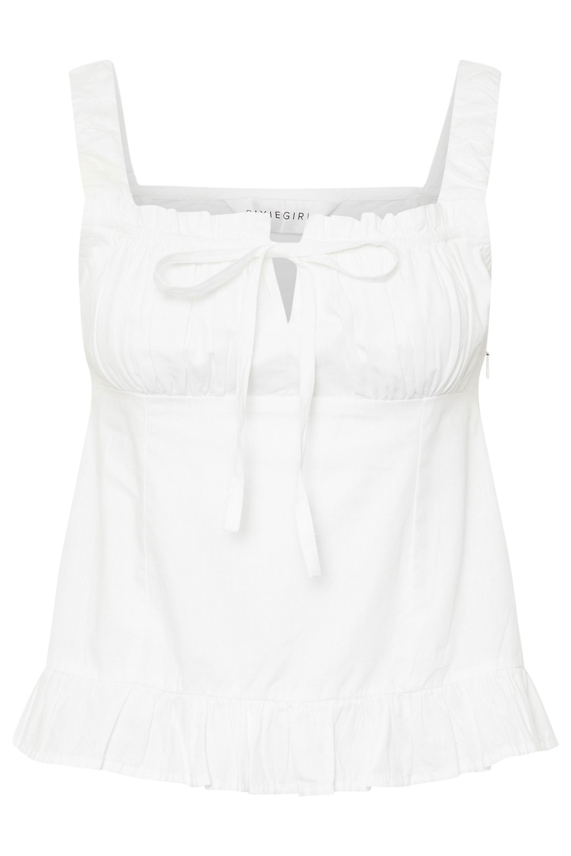 PixieGirl Petite Women's White Ruched Bust Tie Front Top | PixieGirl 6