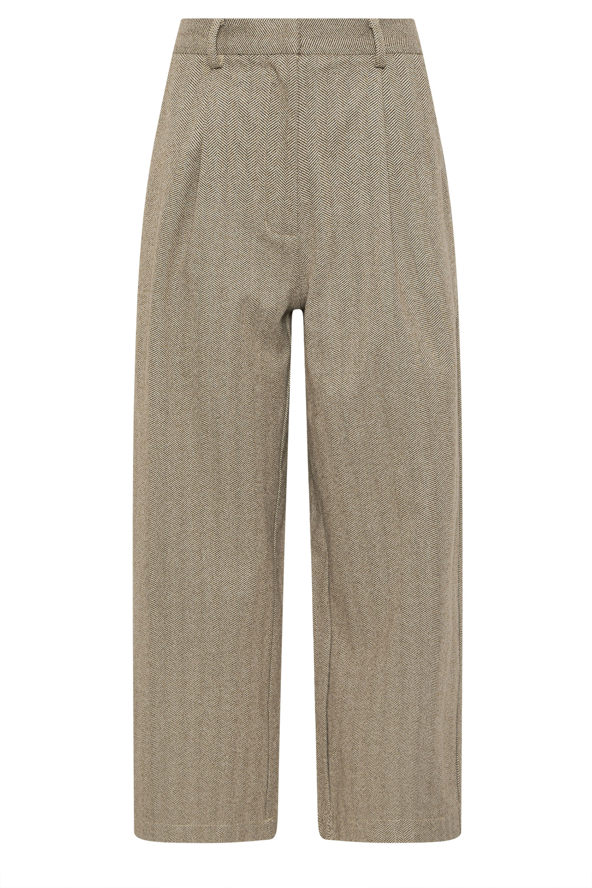 PixieGirl Petite Women's Camel Brown Herringbone Wide Leg Trousers | PixieGirl 6