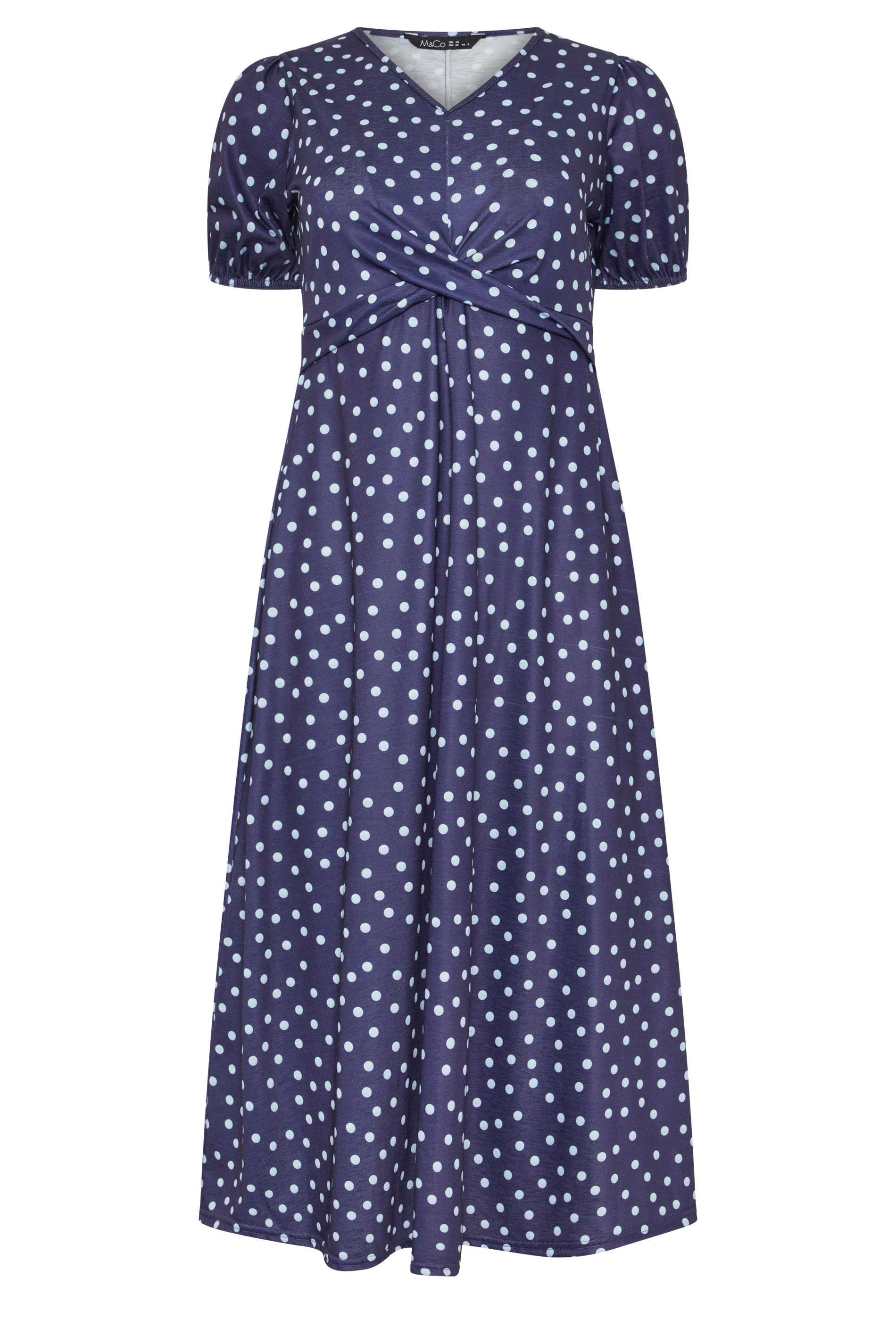 M&Co Petite Navy Blue Polka Dot Twist Front Maxi Dress | M&Co 5