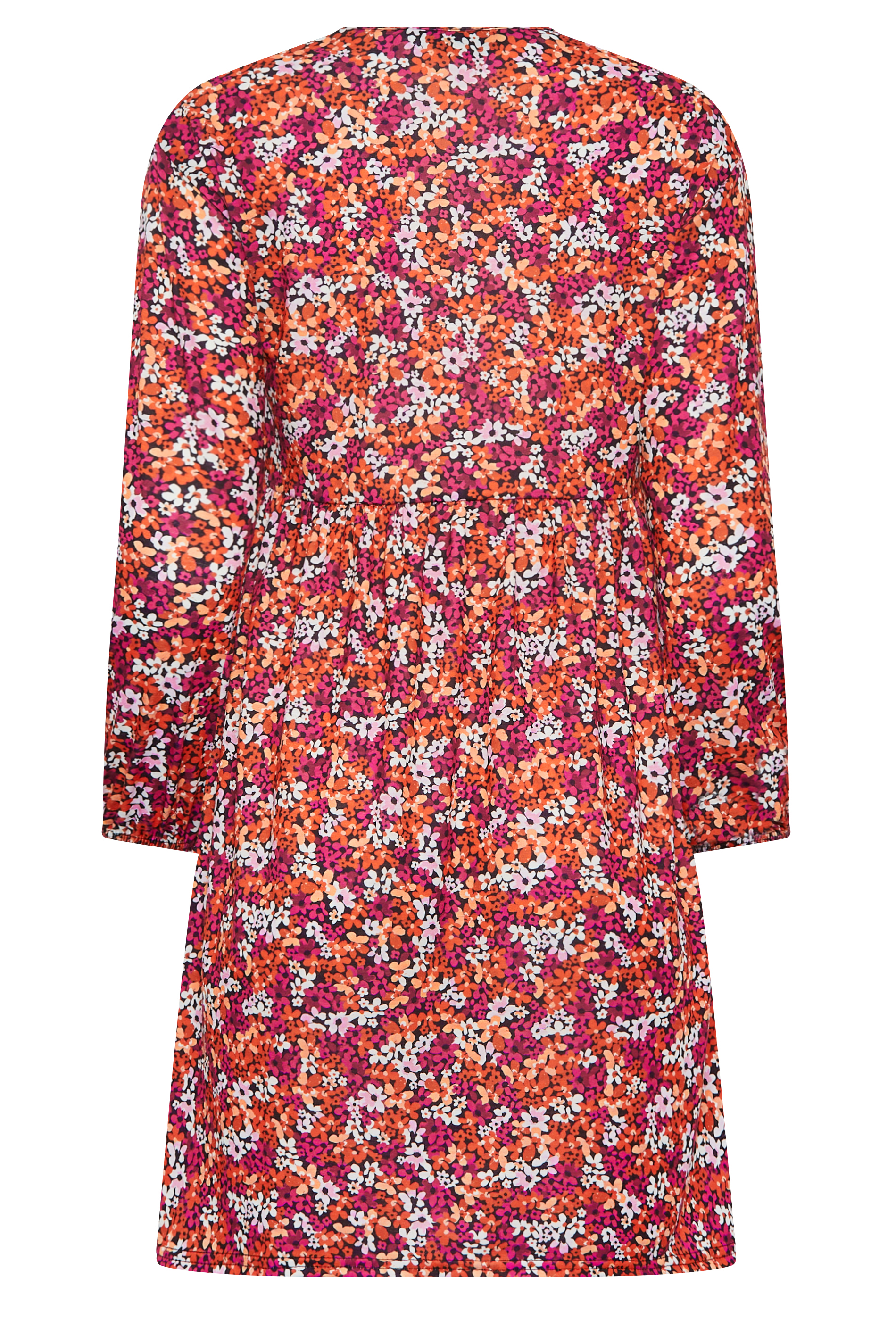 Petite Pink Ditsy Print Long Sleeve Smock Dress | PixieGirl 7