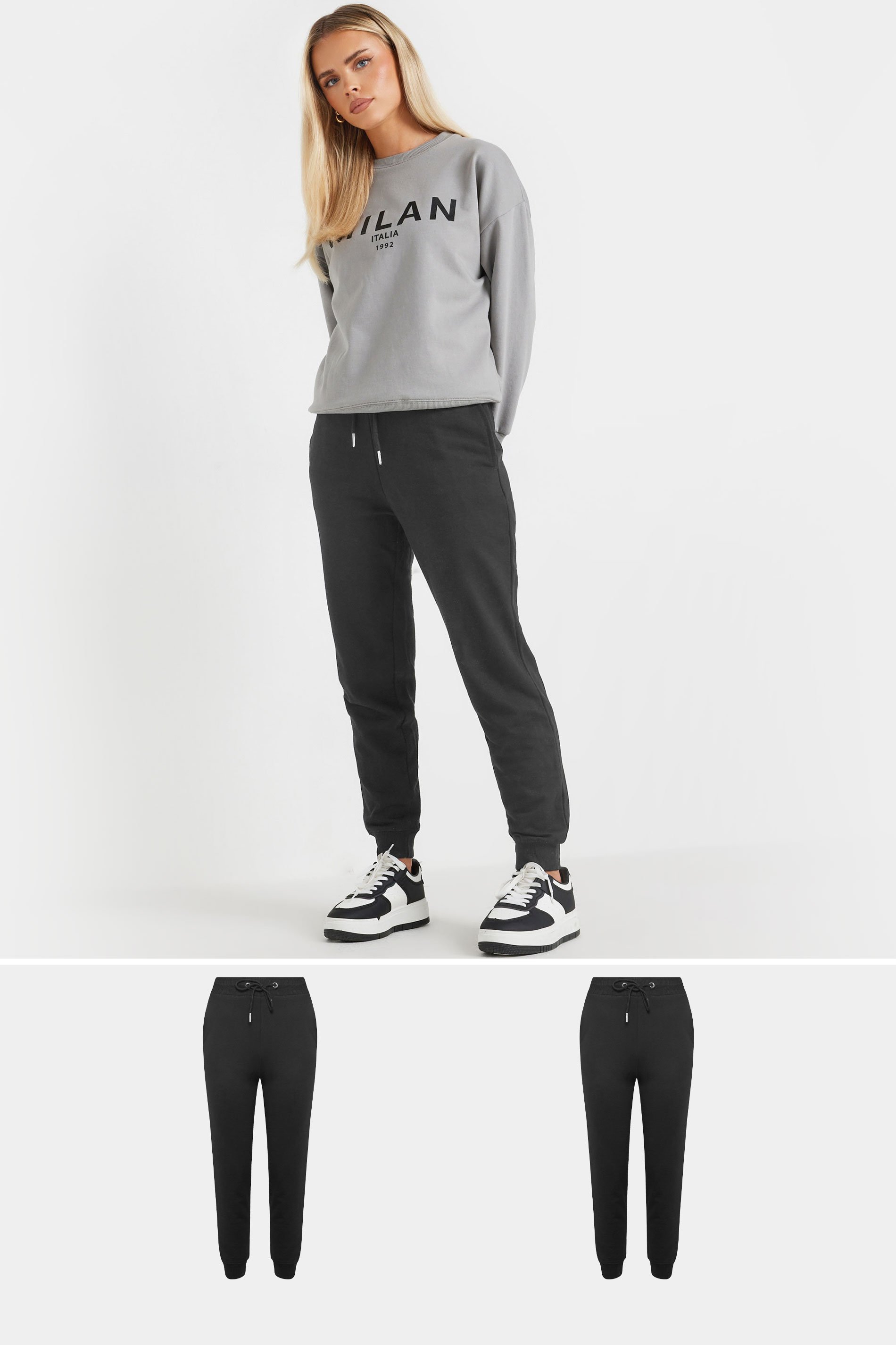 PixieGirl 2 PACK Black Basic Joggers | PixieGirl  1