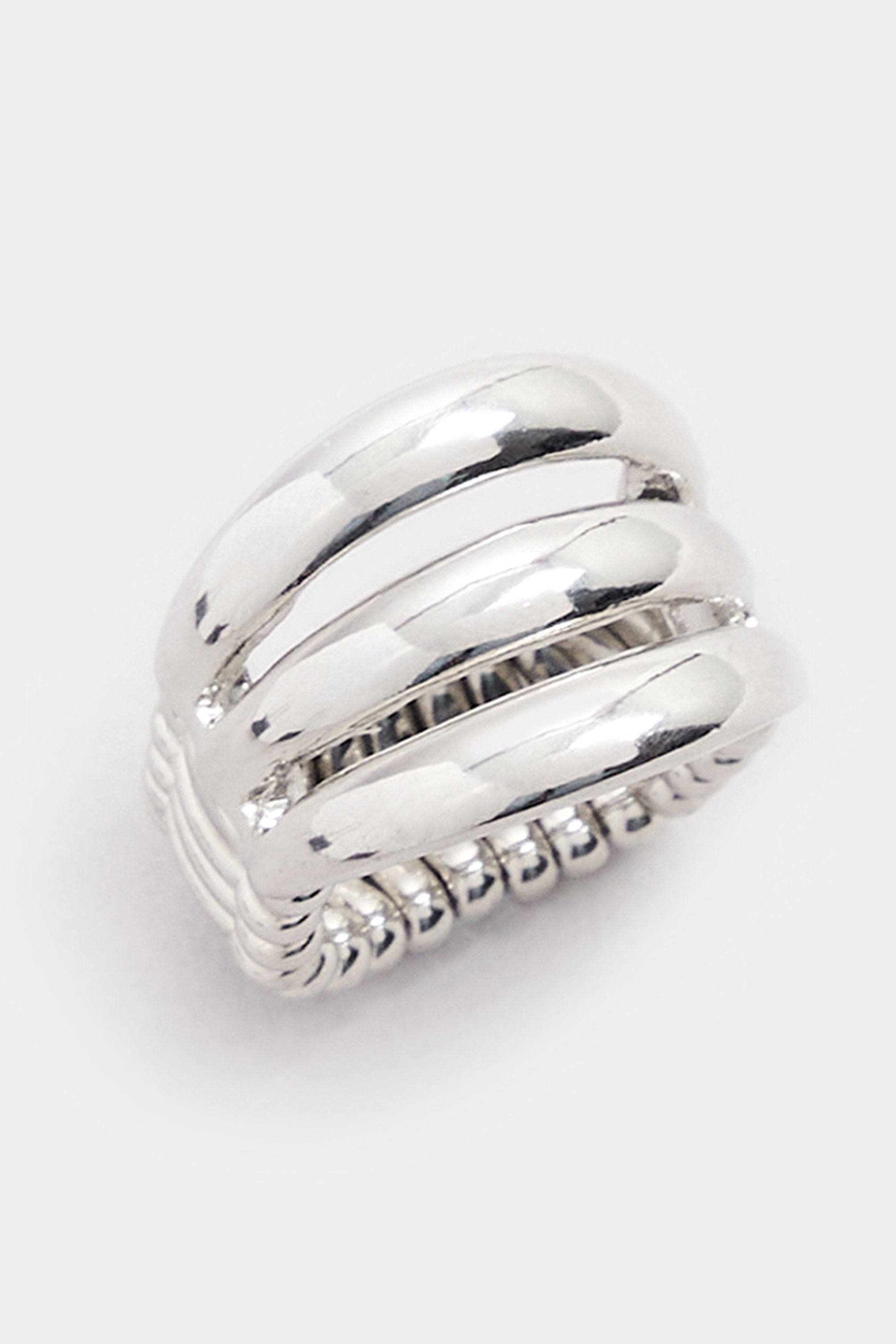 Silver Tone Statement Stretch Ring | Yours Clothing 3