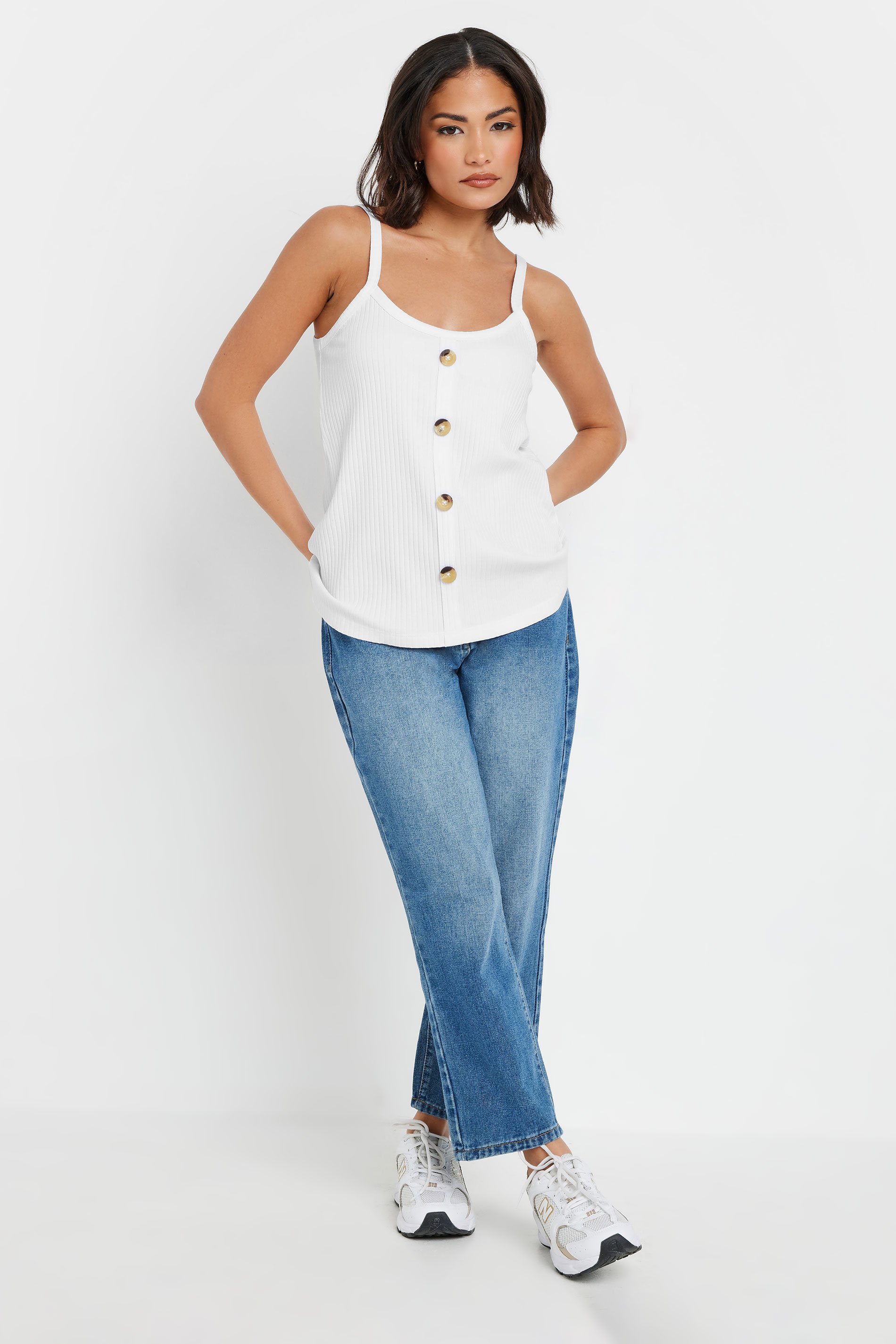 PixieGirl Petite Women's 2 PACK Black & White Button Down Cami Tops | PixieGirl 4