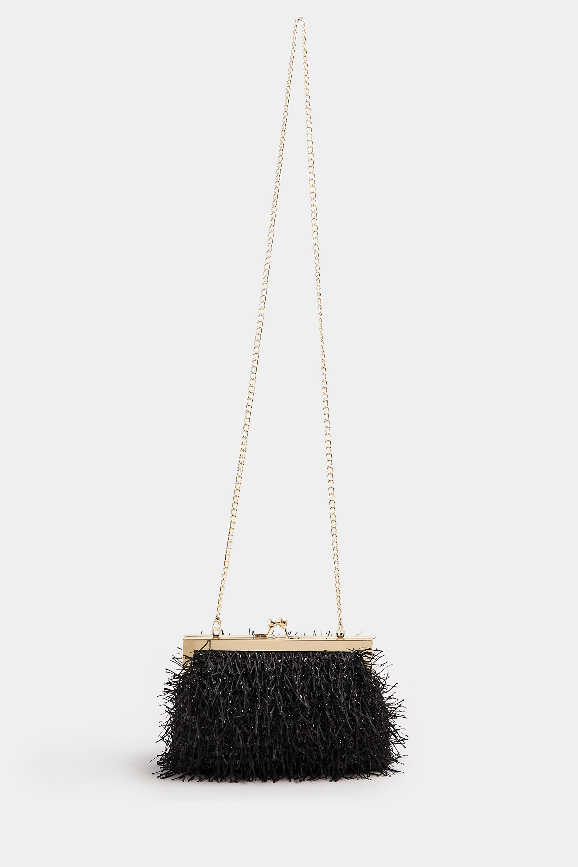 Black Eyelash Clutch Bag | Yours Clothing 5
