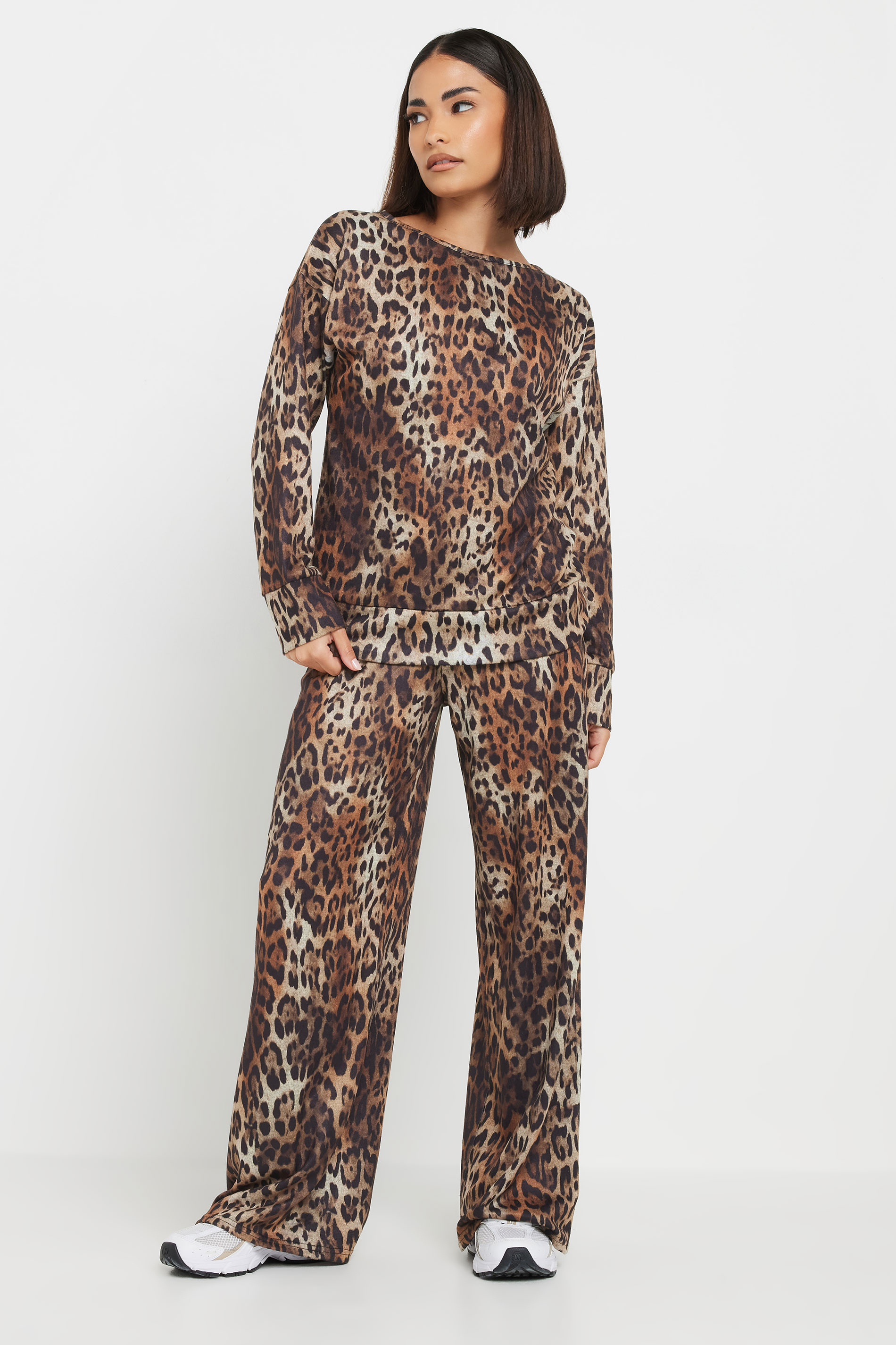 PixieGirl Petite Women's Brown Soft Touch Leopard Print Jumper | PixieGirl 2
