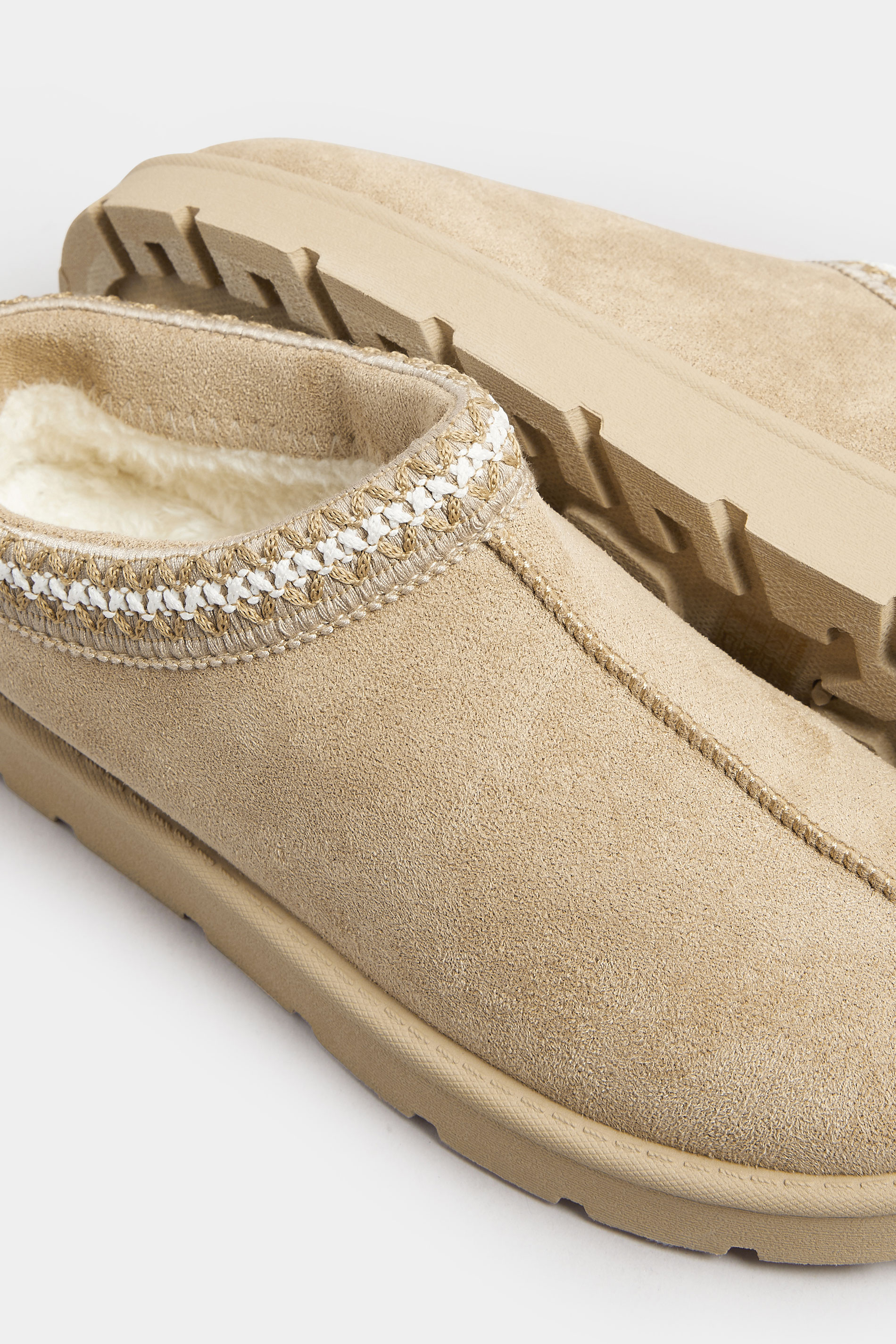 Brown Faux Suede Embroidered Mules In Standard Fit | Yours Clothing 4