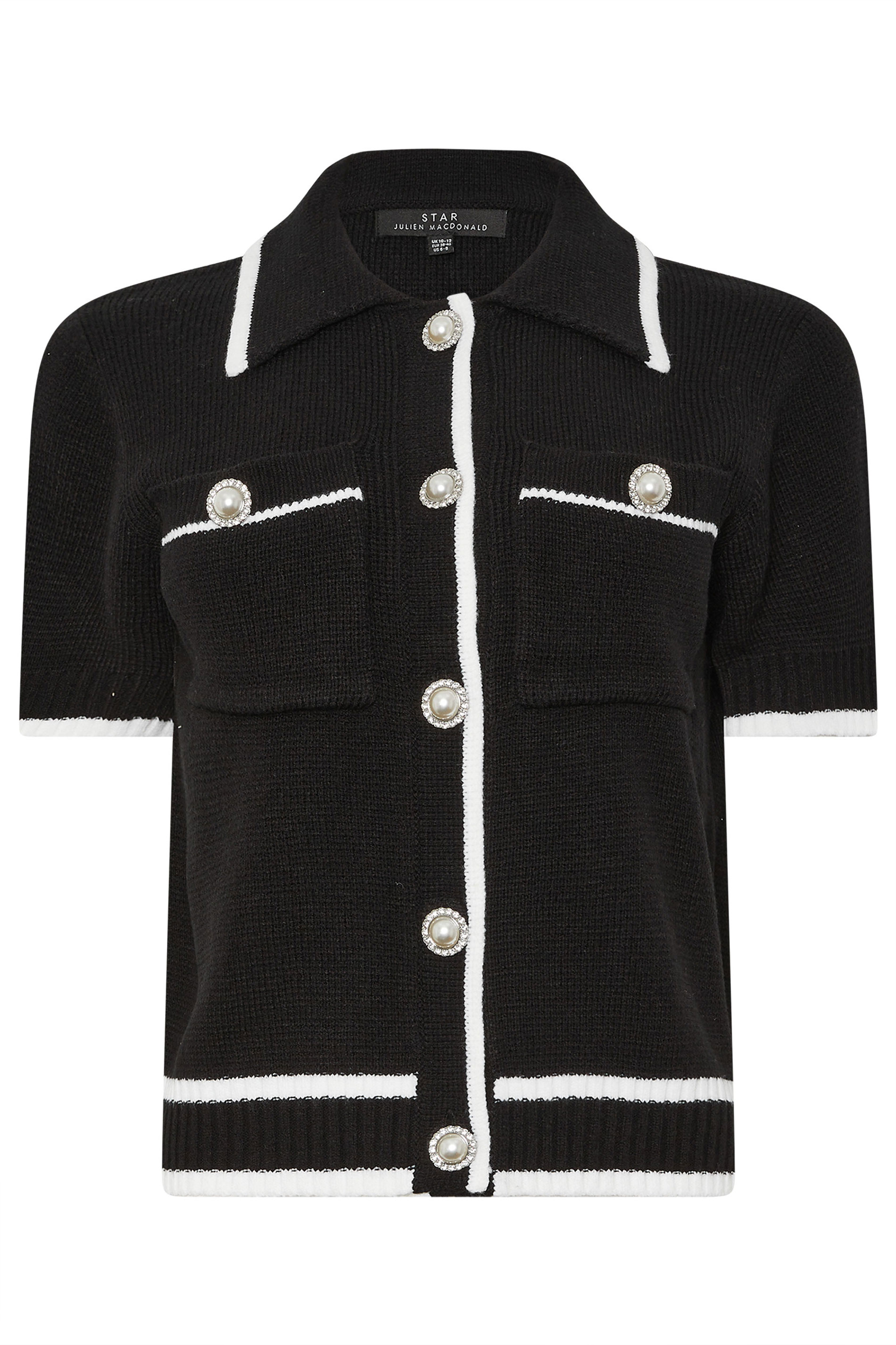 STAR Black Knitted Contrast Pearl Button Cardigan | StarByJM 8