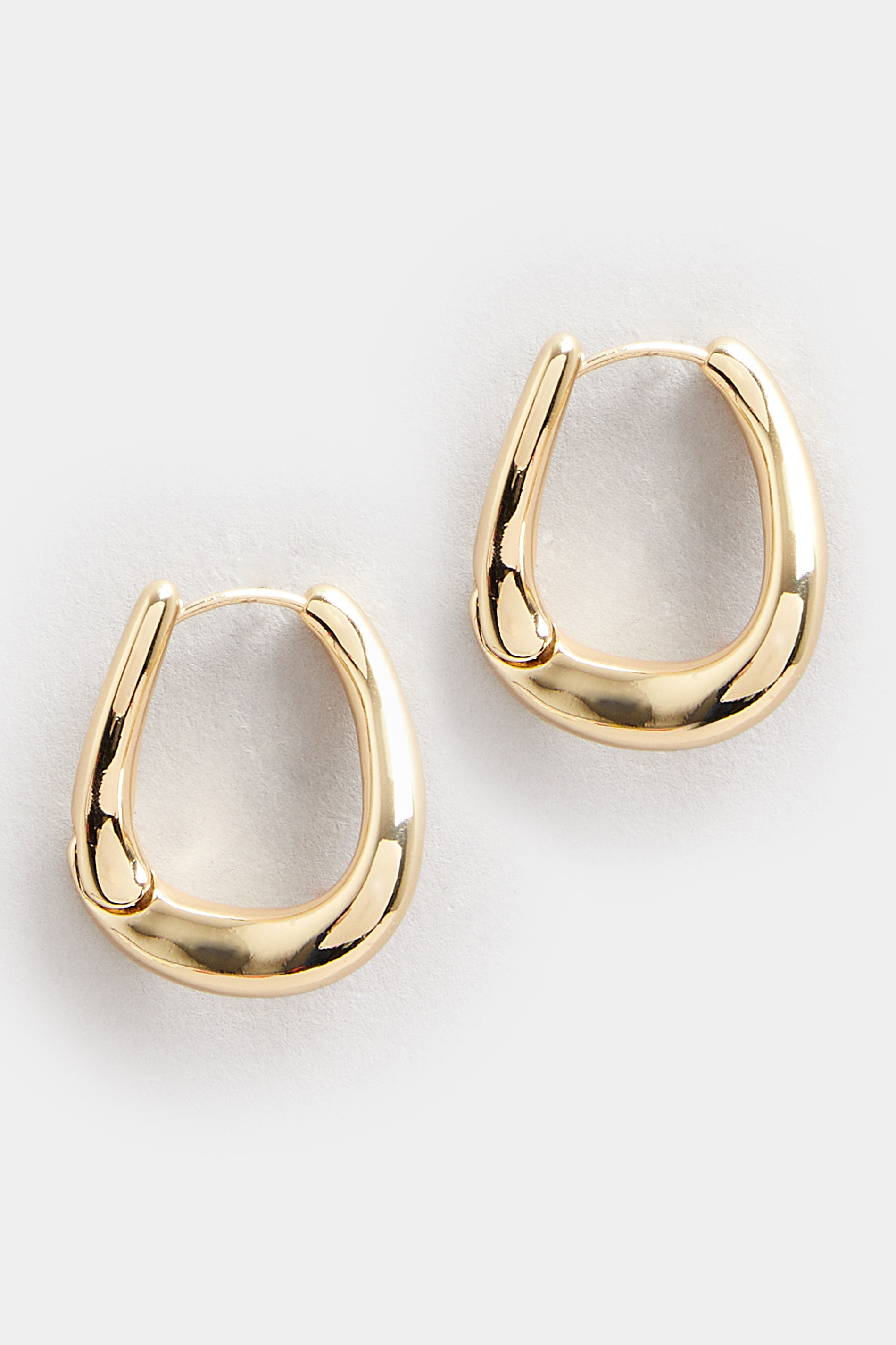 Gold Tone Oval Twist Hoop Earrings | Yours Clothing 2