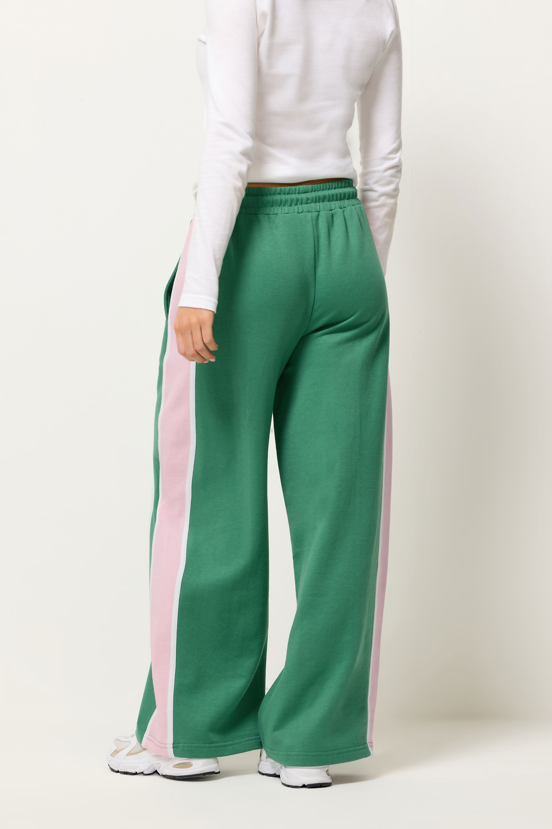PixieGirl Petite Women's Green & Pink Side Stripe Joggers | PixieGirl 3