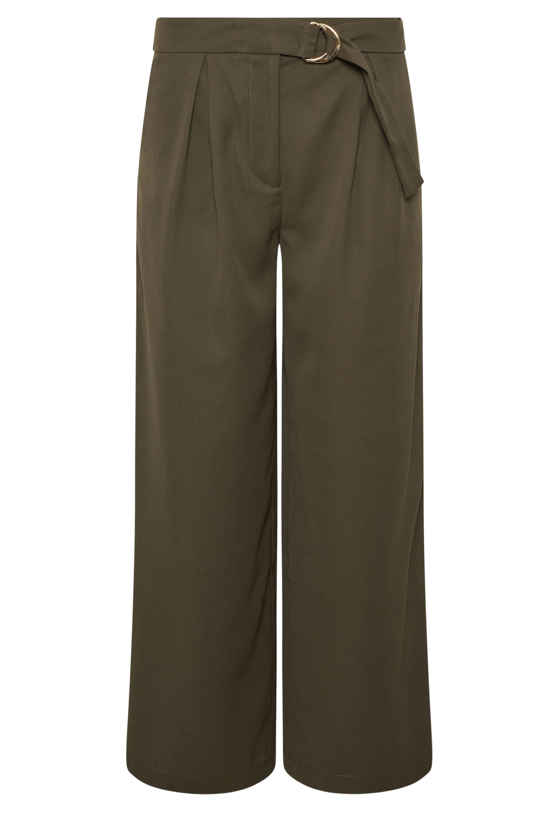 PixieGirl Petite Women's Olive Green Belted Wide Leg Trousers | PixieGirl 5