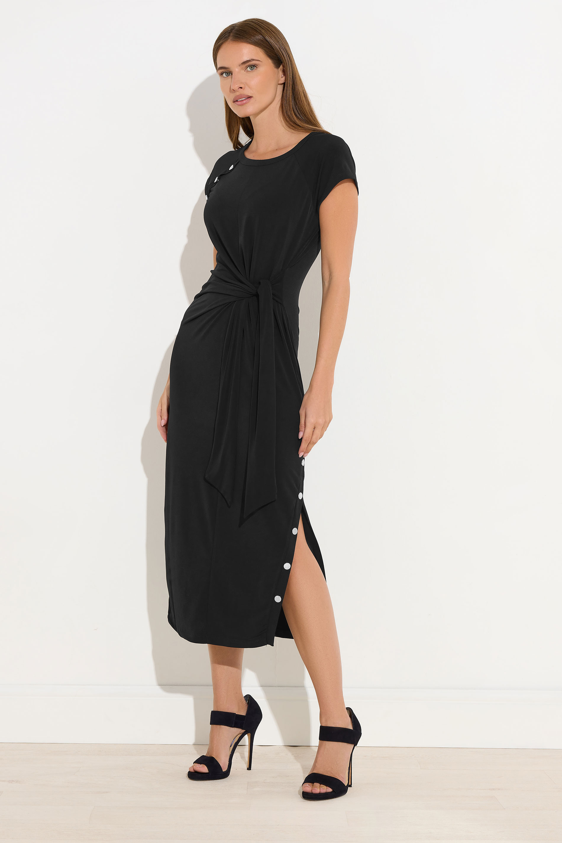STAR Black Popper Detail Midi Dress | StarByJM 1