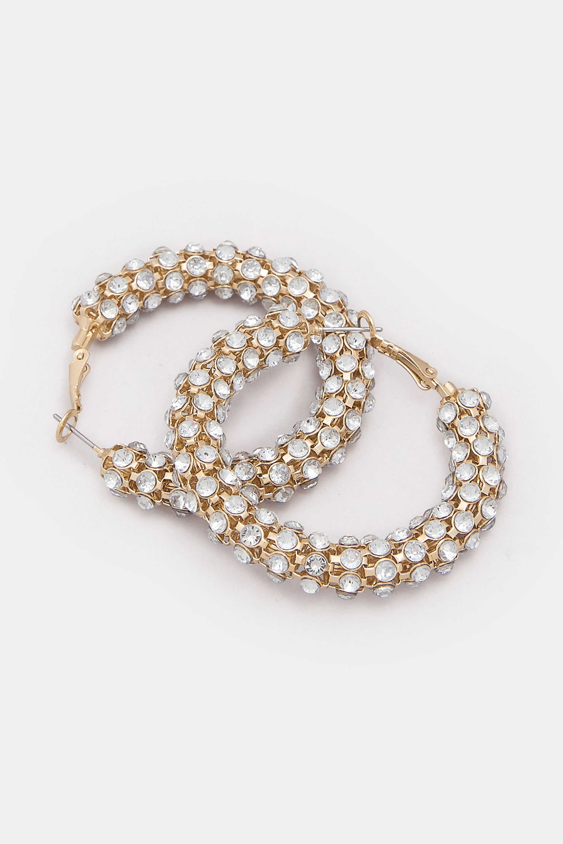 Gold Tone Diamante Rope Hoop Earrings | Yours Clothing 3