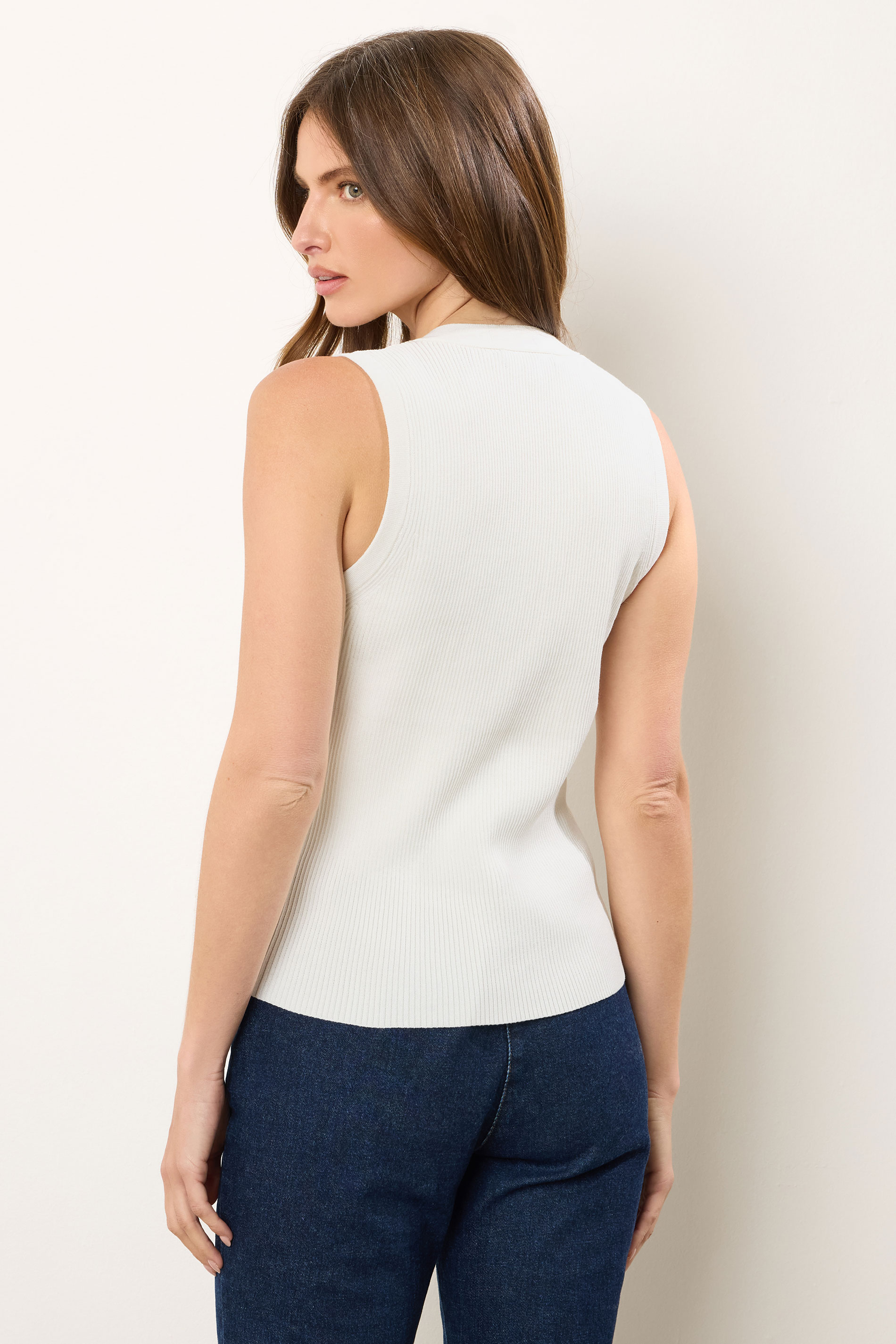 STAR Ivory White Ribbed Button Bust Vest Top | StarByJM 3