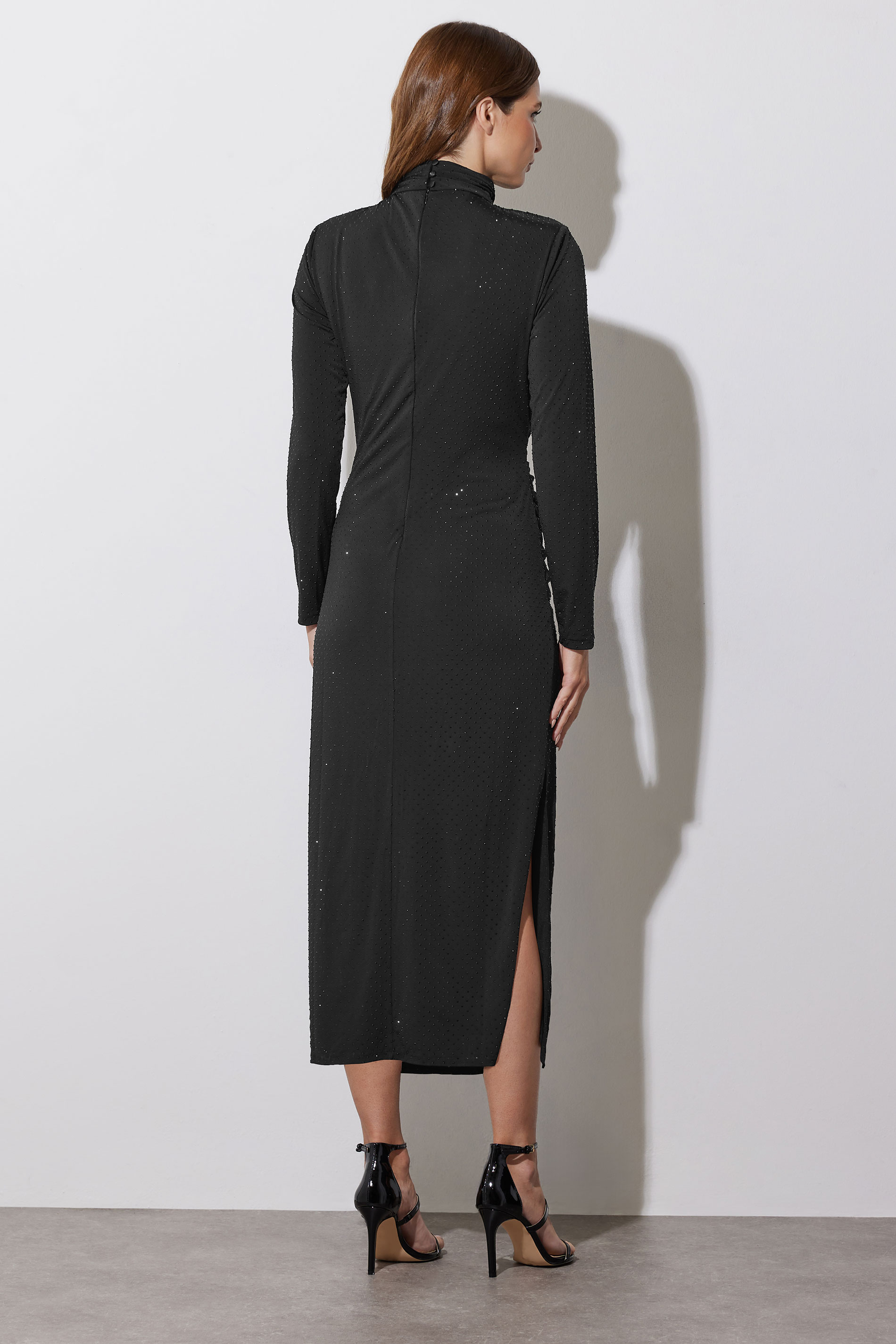 STAR Black Draped Front Embellished Maxi Dress | STAR x JM 3