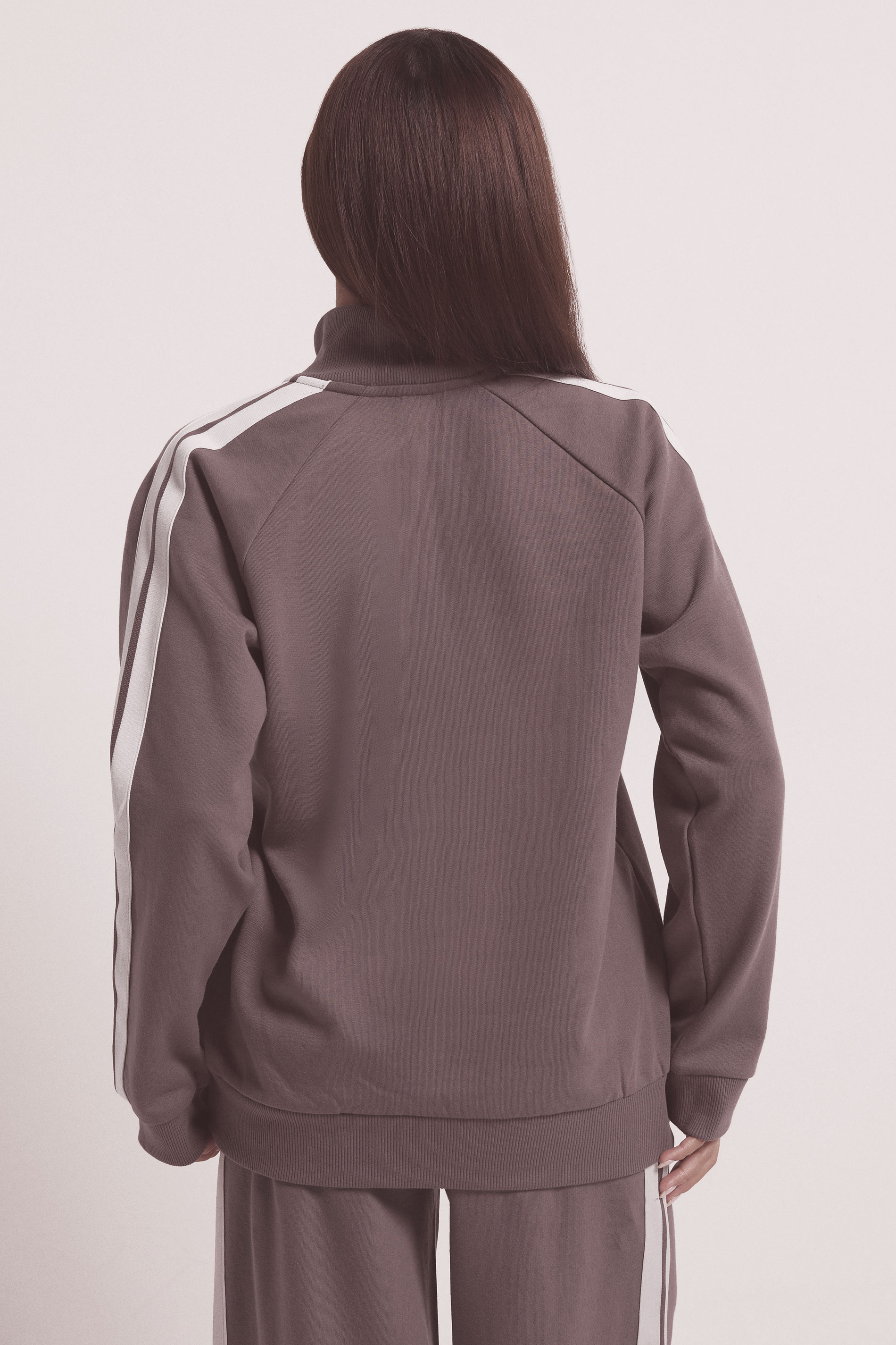 PixieGirl Petite Women's Purple Stripe Quarter Zip Sweatshirt | PixieGirl 4