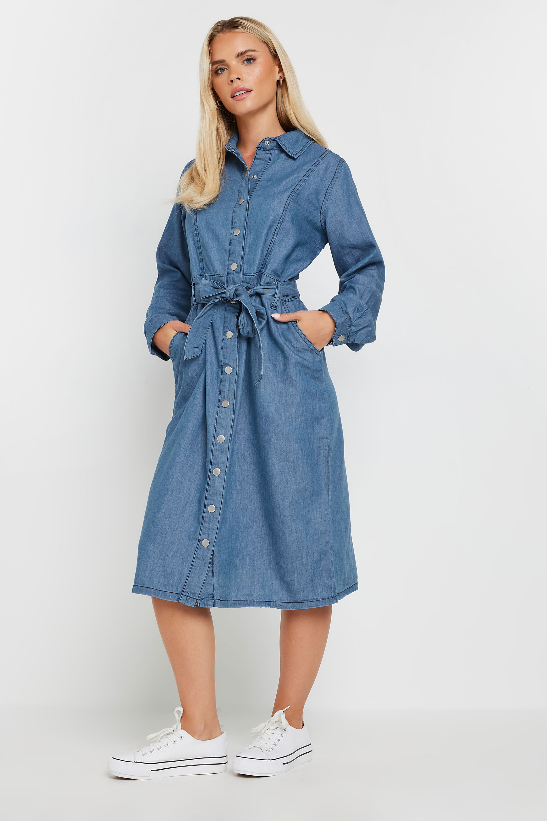 M&Co Petite Blue Denim Midi Dress | M&Co 3