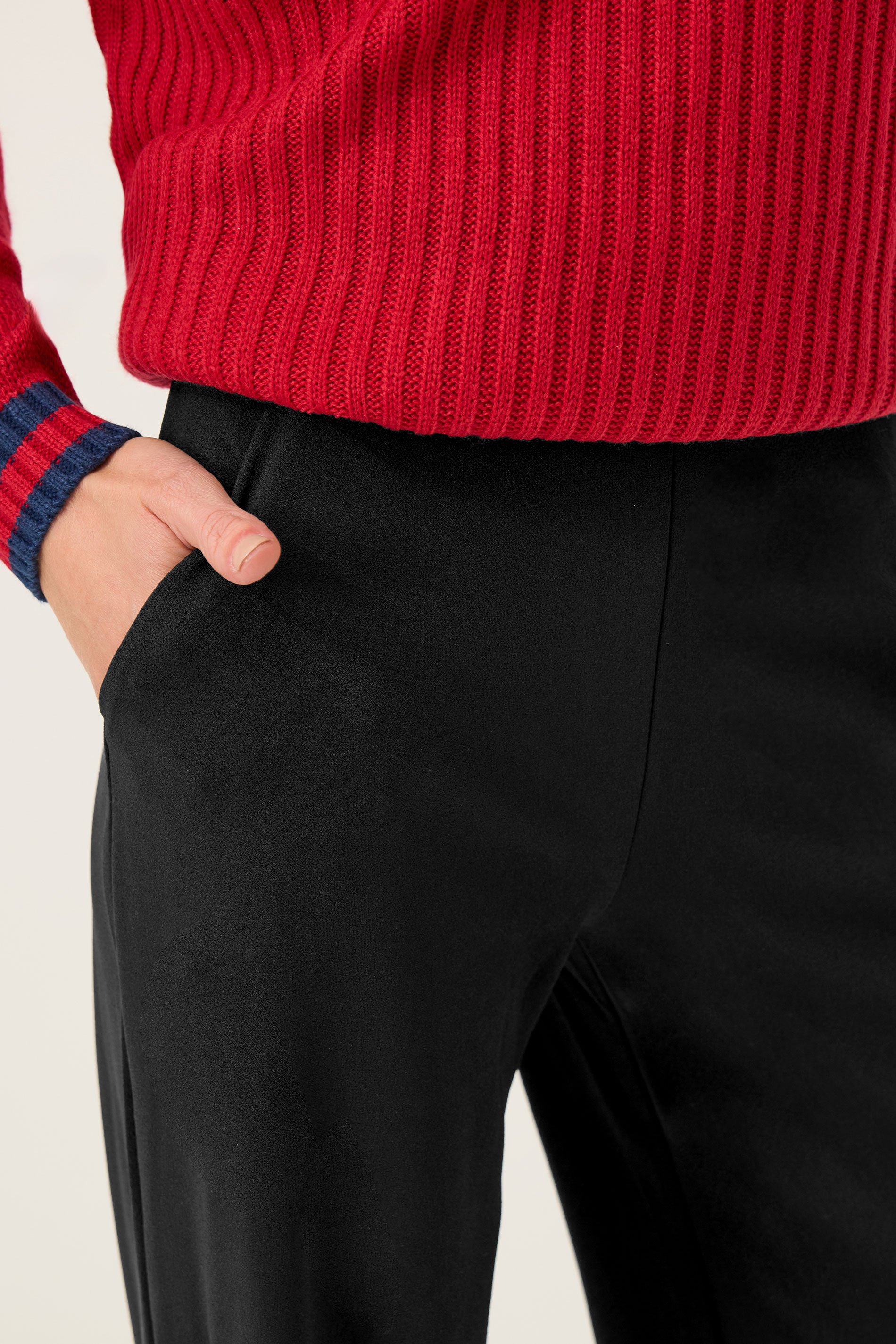 Petite Black Scuba Wide Leg Trousers | PixieGirl 4