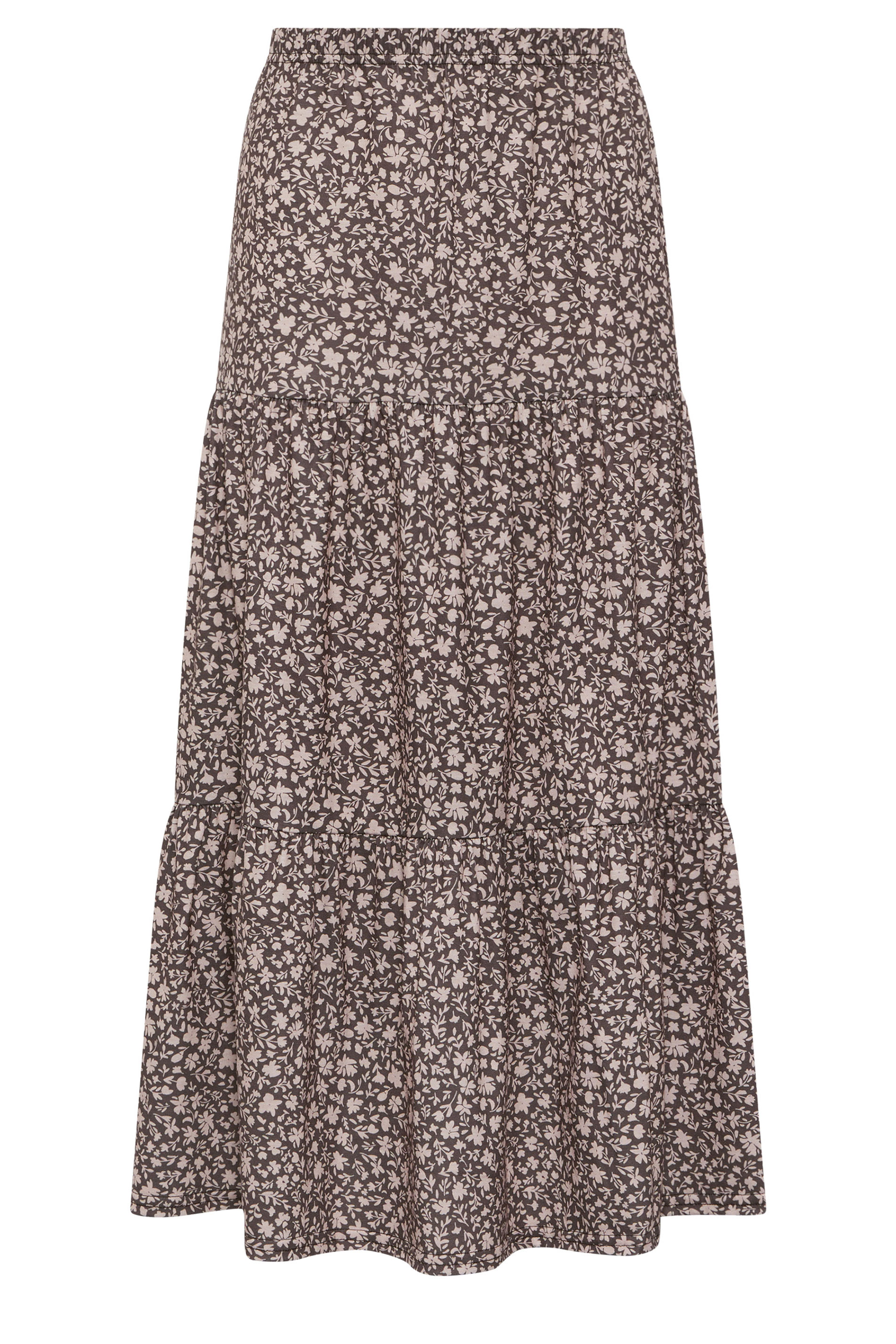 M&Co Petite Brown Floral Tiered Maxi Skirt | M&Co 5