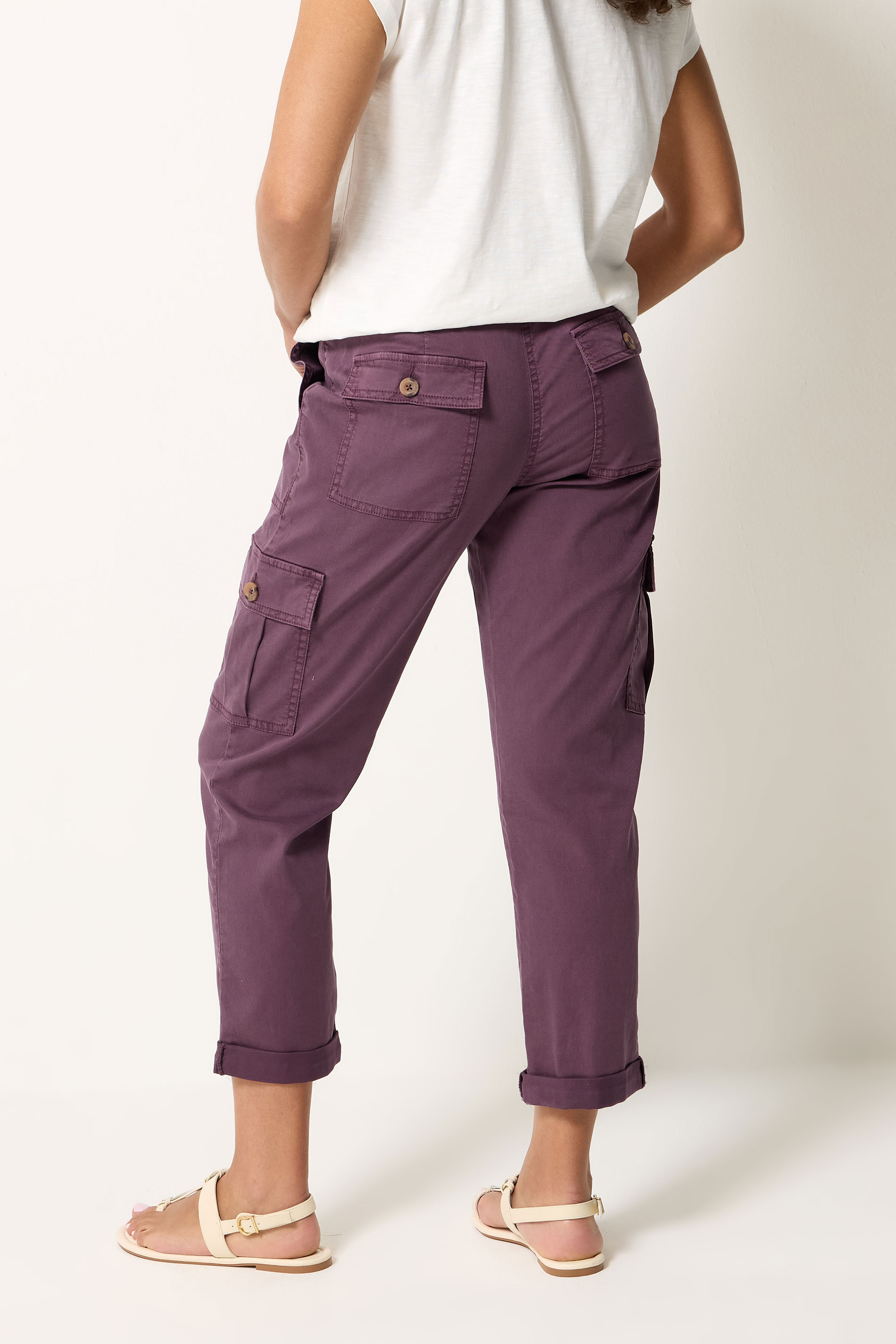 M&Co Berry Purple Cargo Trousers | M&Co 2