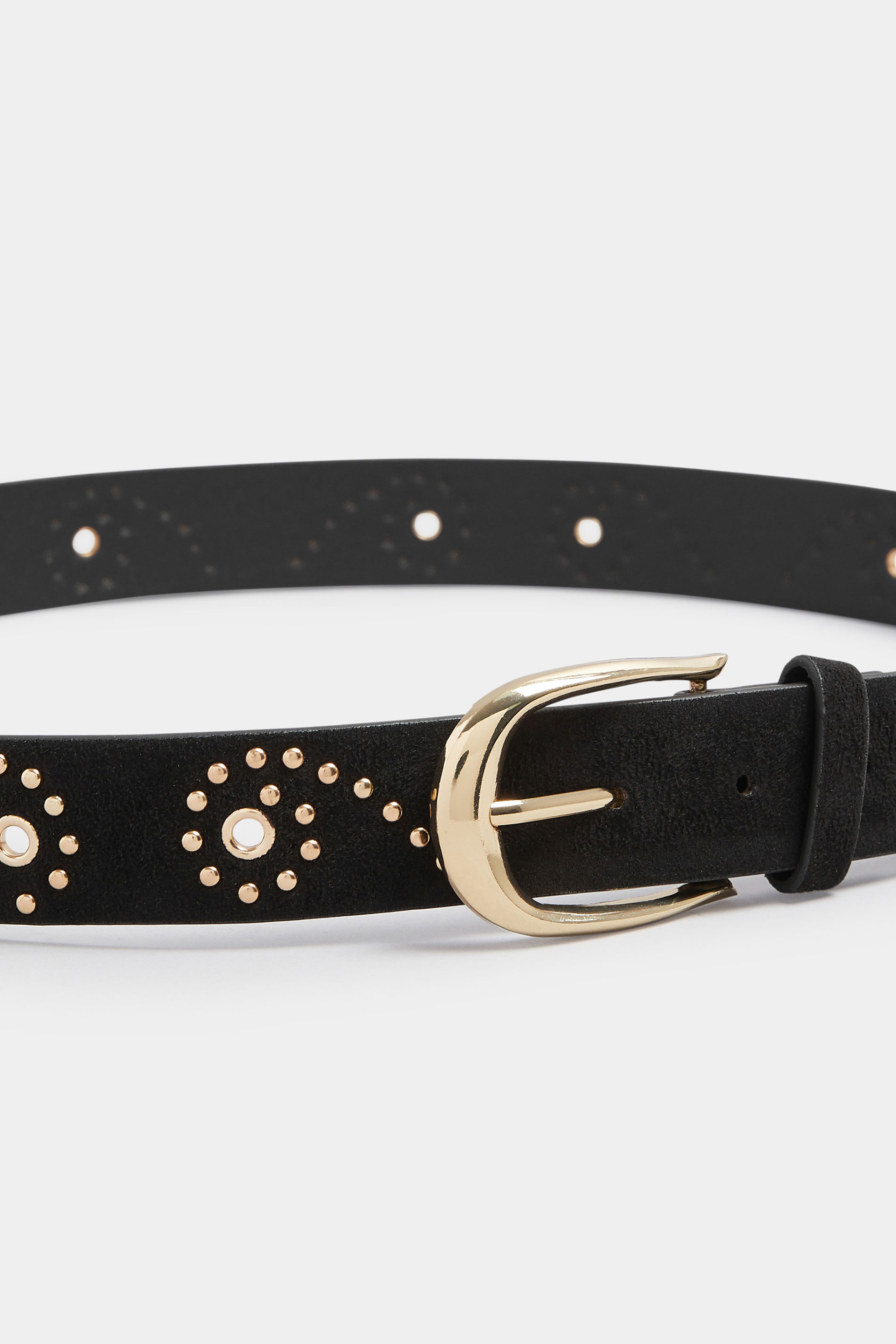 Black Faux Suede Stud Detail Belt | Yours Clothing 3
