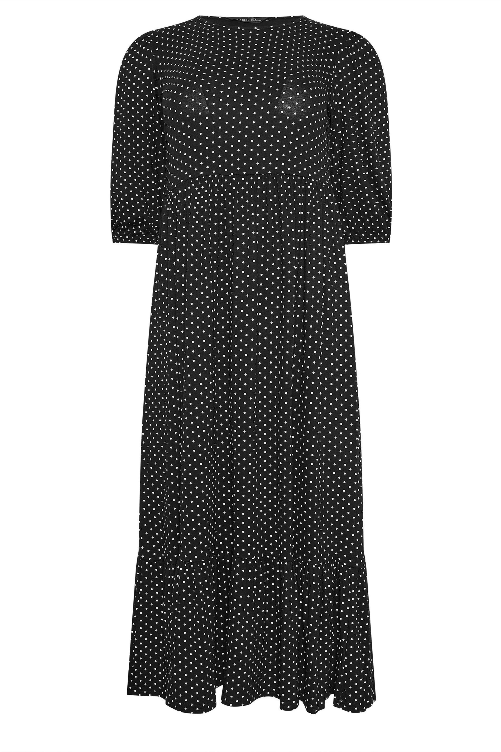 PixieGirl Petite Women's Black Spot Midi Dress | PixieGirl 5