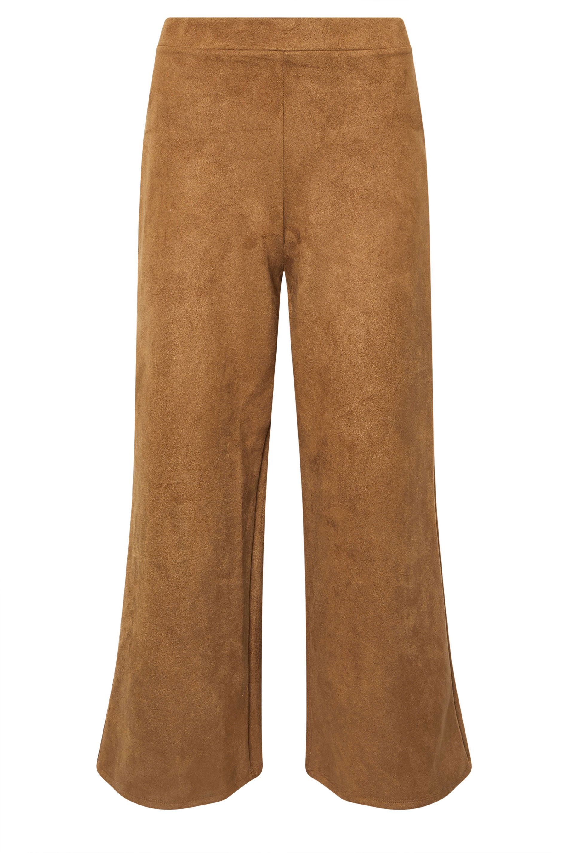 PixieGirl Petite Women's Camel Brown Suedette Wide Leg Trousers | PixieGirl 5