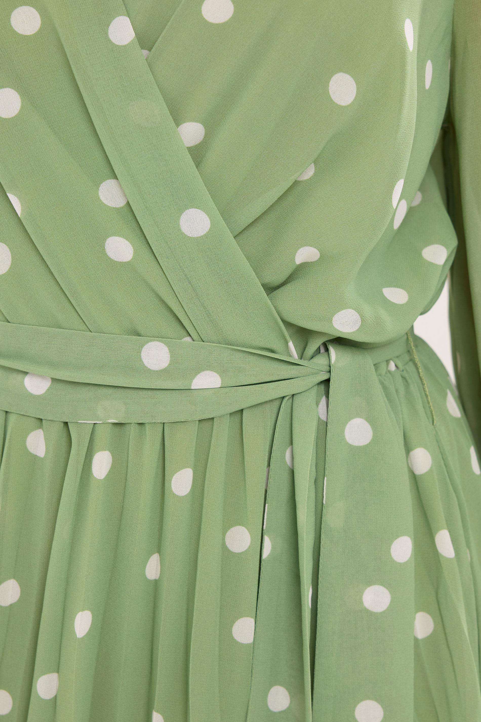 STAR Green Polka Dot Pleated Dress | StarByJM 4