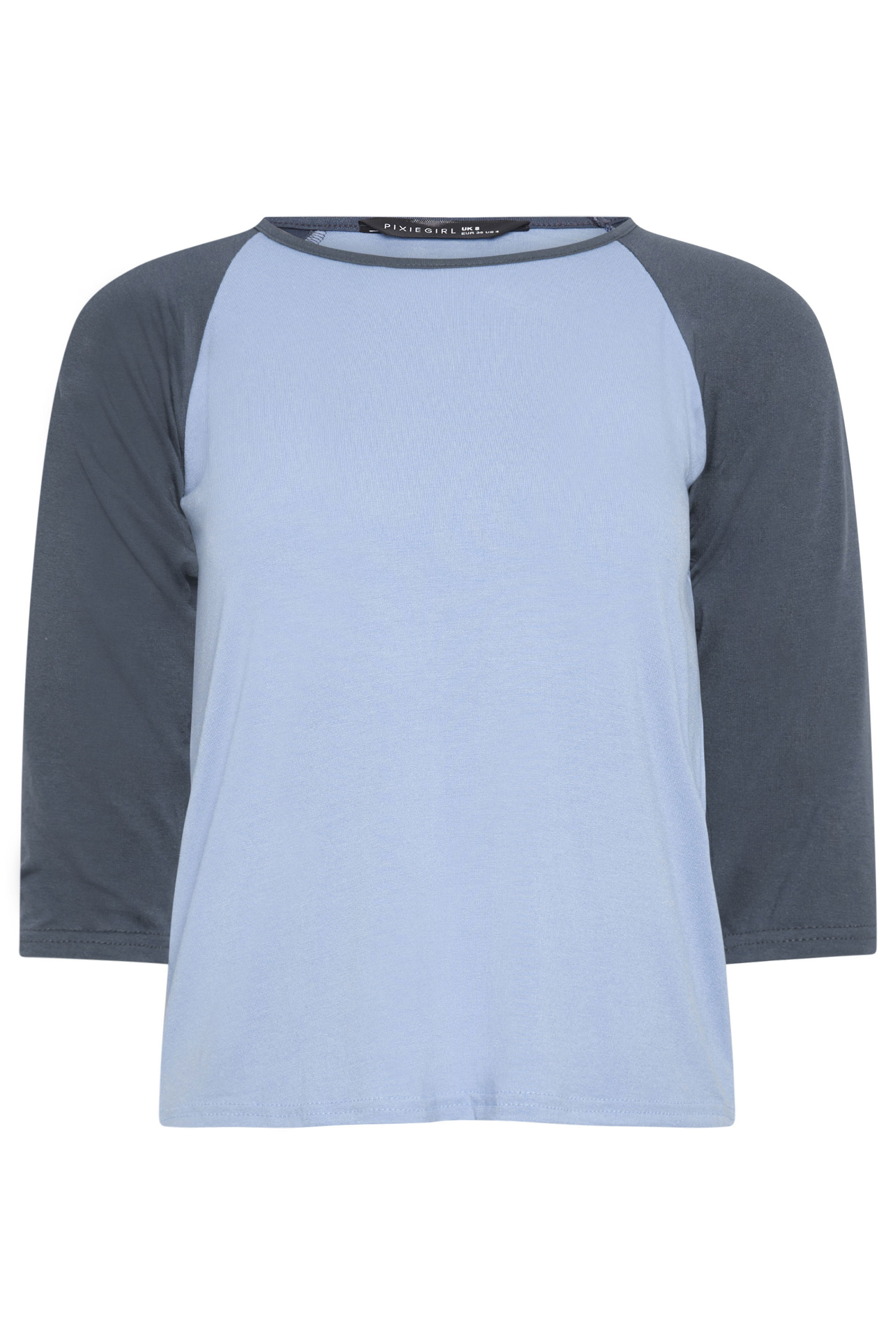 PixieGirl Petite Women's Blue Contrast Sleeve T-Shirt | PixieGirl 5