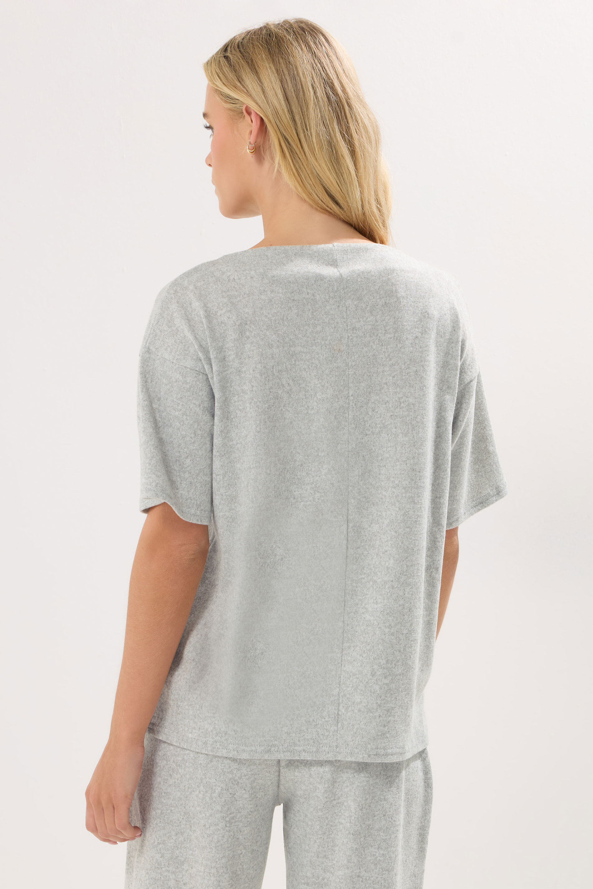 PixieGirl Petite Women's Grey Marl Soft Touch Short Sleeve Top | PixieGirl 3