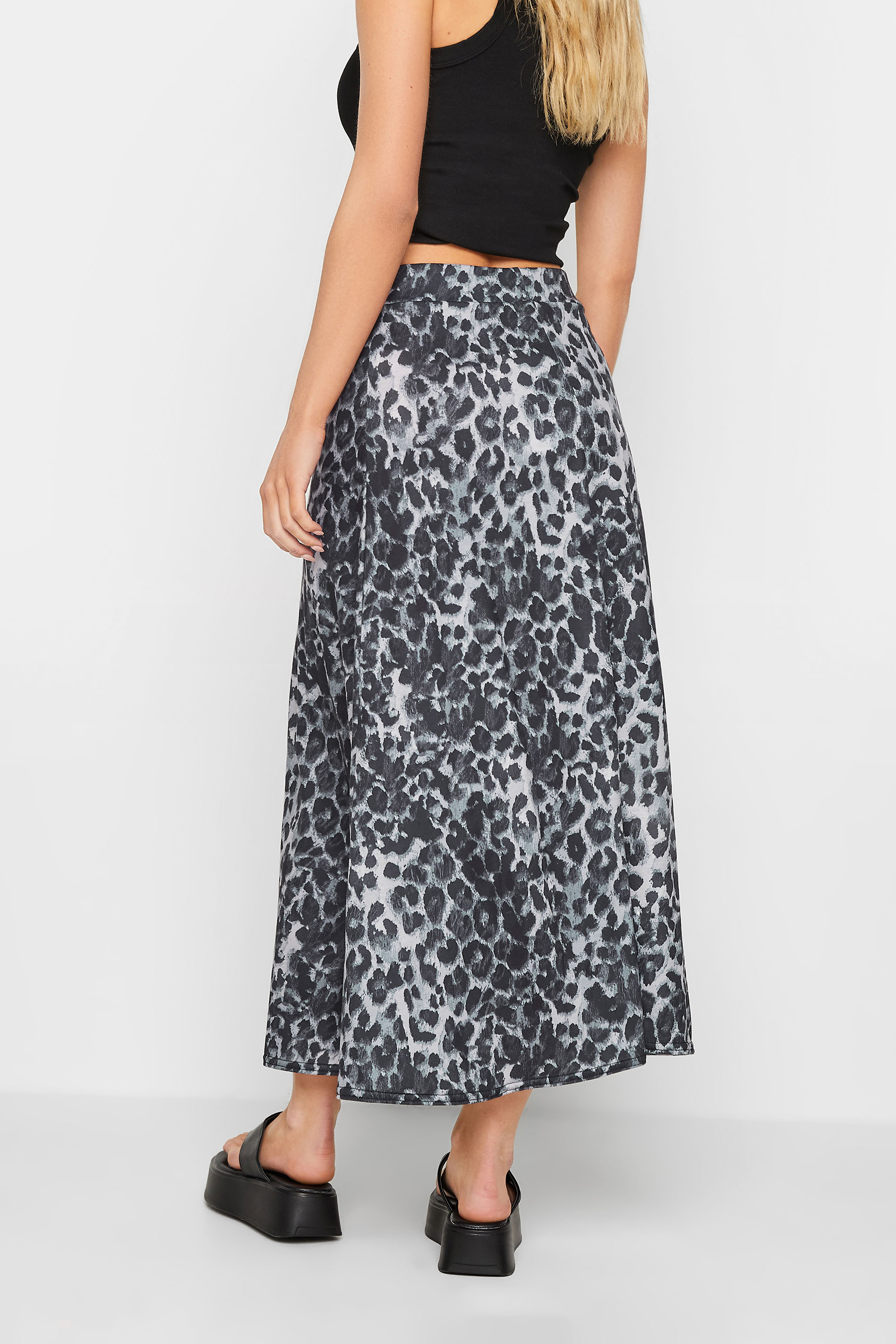 PixieGirl Grey Leopard Print Maxi Skirt | PixieGirl 3