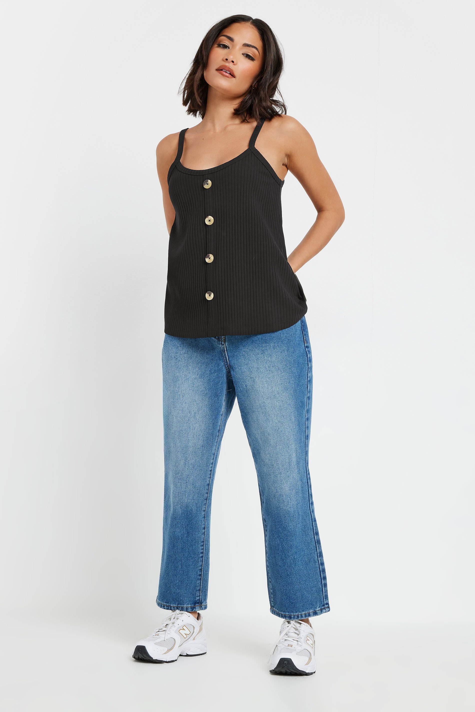 PixieGirl Petite Women's 2 PACK Black & White Button Down Cami Tops | PixieGirl 3