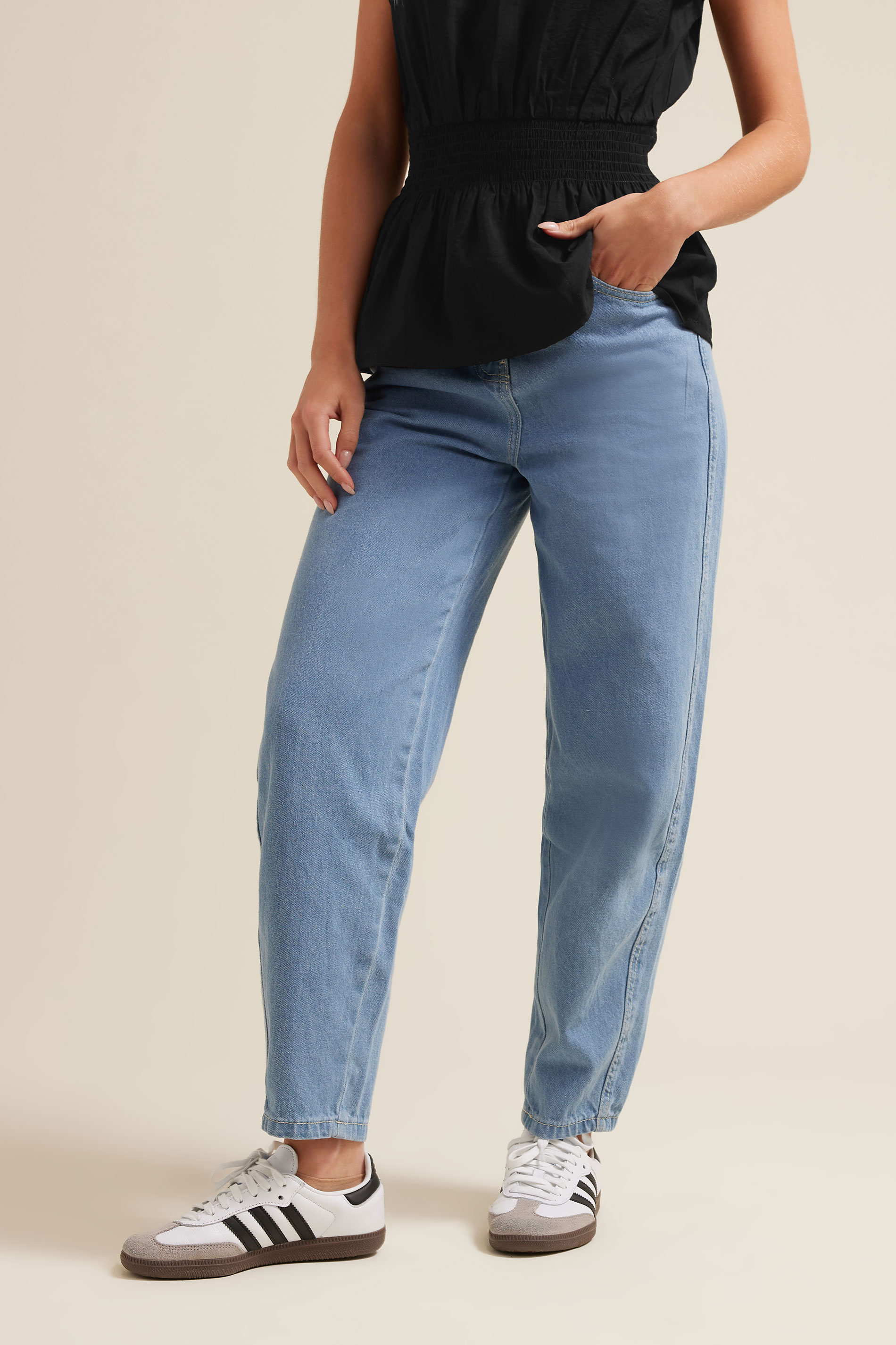PixieGirl Petite Women's Light Blue Non-Stretch Barrel Leg Jeans | PixieGirl 3