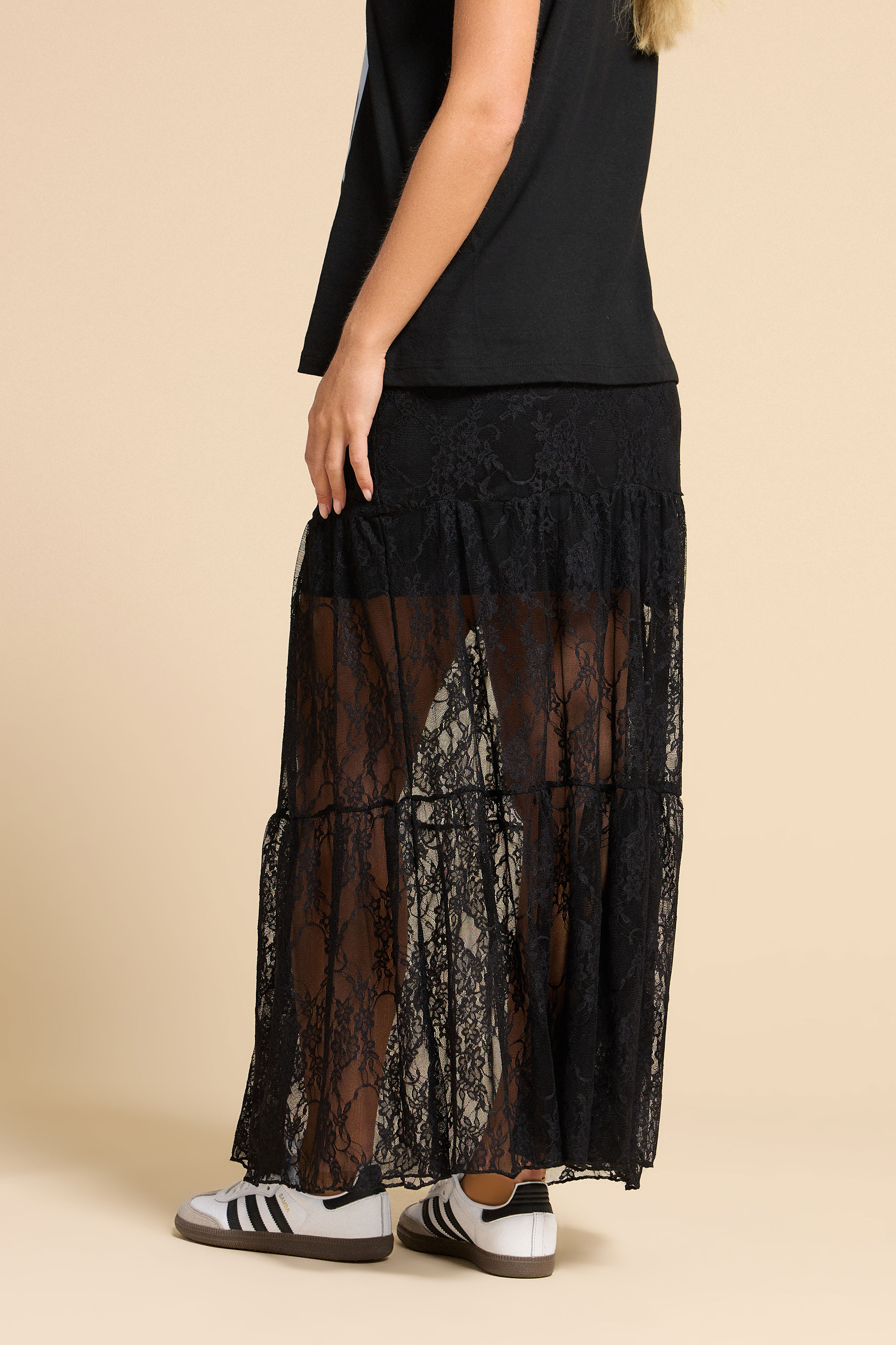 PixieGirl Petite Women's Black Lace Lined Maxi Skirt | PixieGirl 3