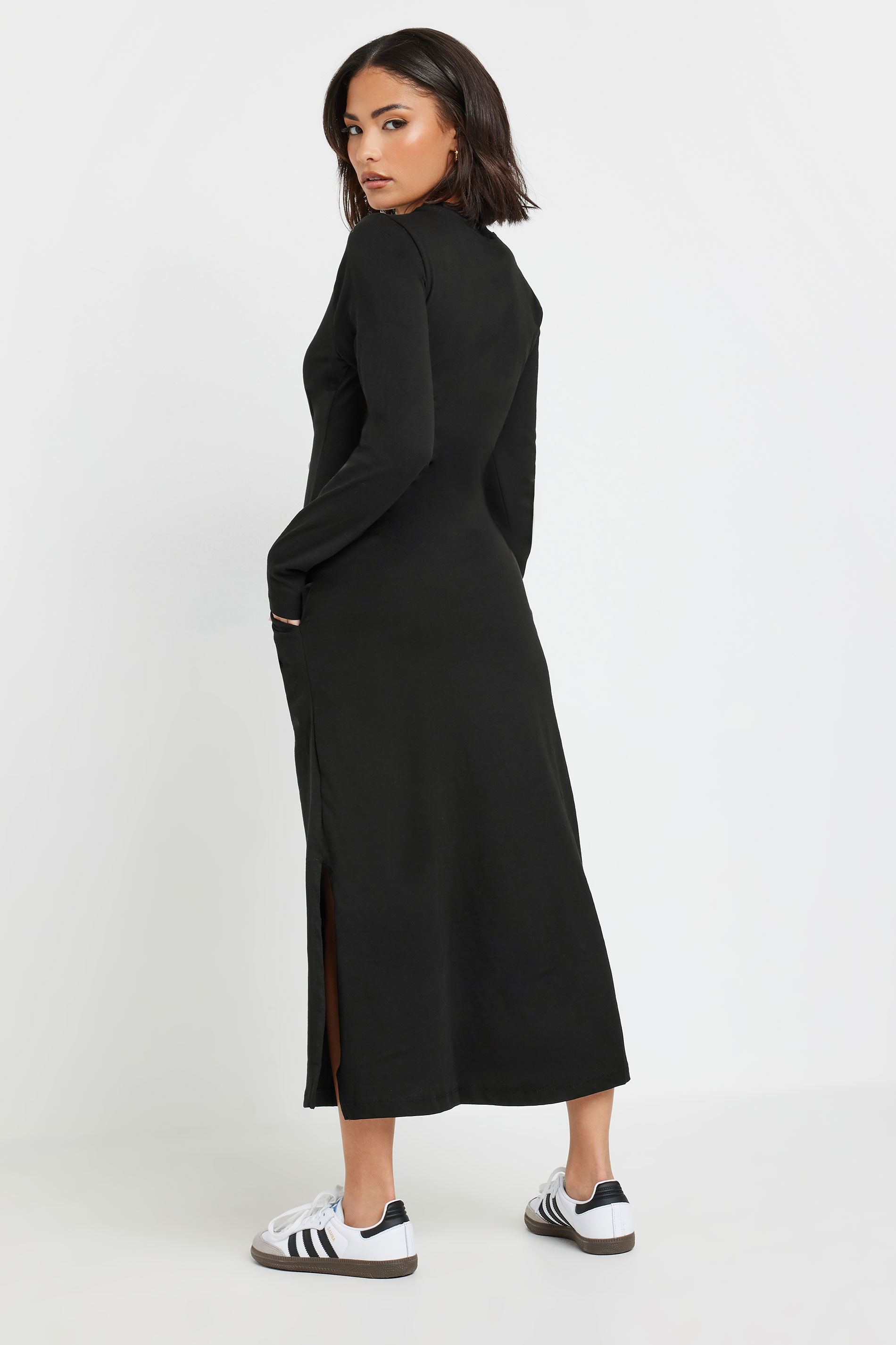 PixieGirl Petite Women's Black Jersey Long Sleeve T-Shirt Dress | PixieGirl 3