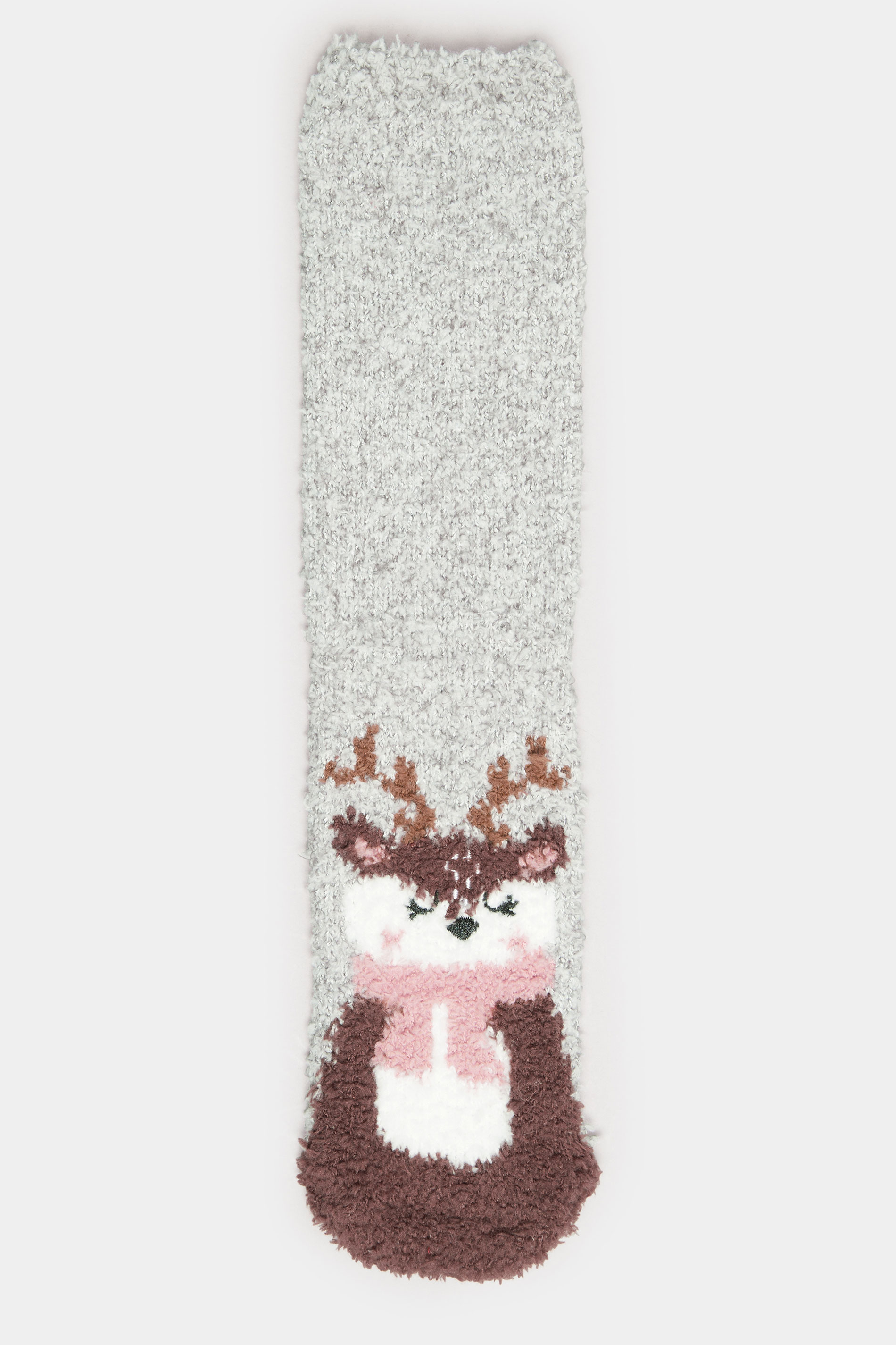 YOURS 2 PACK Plus Size Grey & Red Reindeer Novelty Christmas Fluffy Bed Socks | Yours Clothing 7