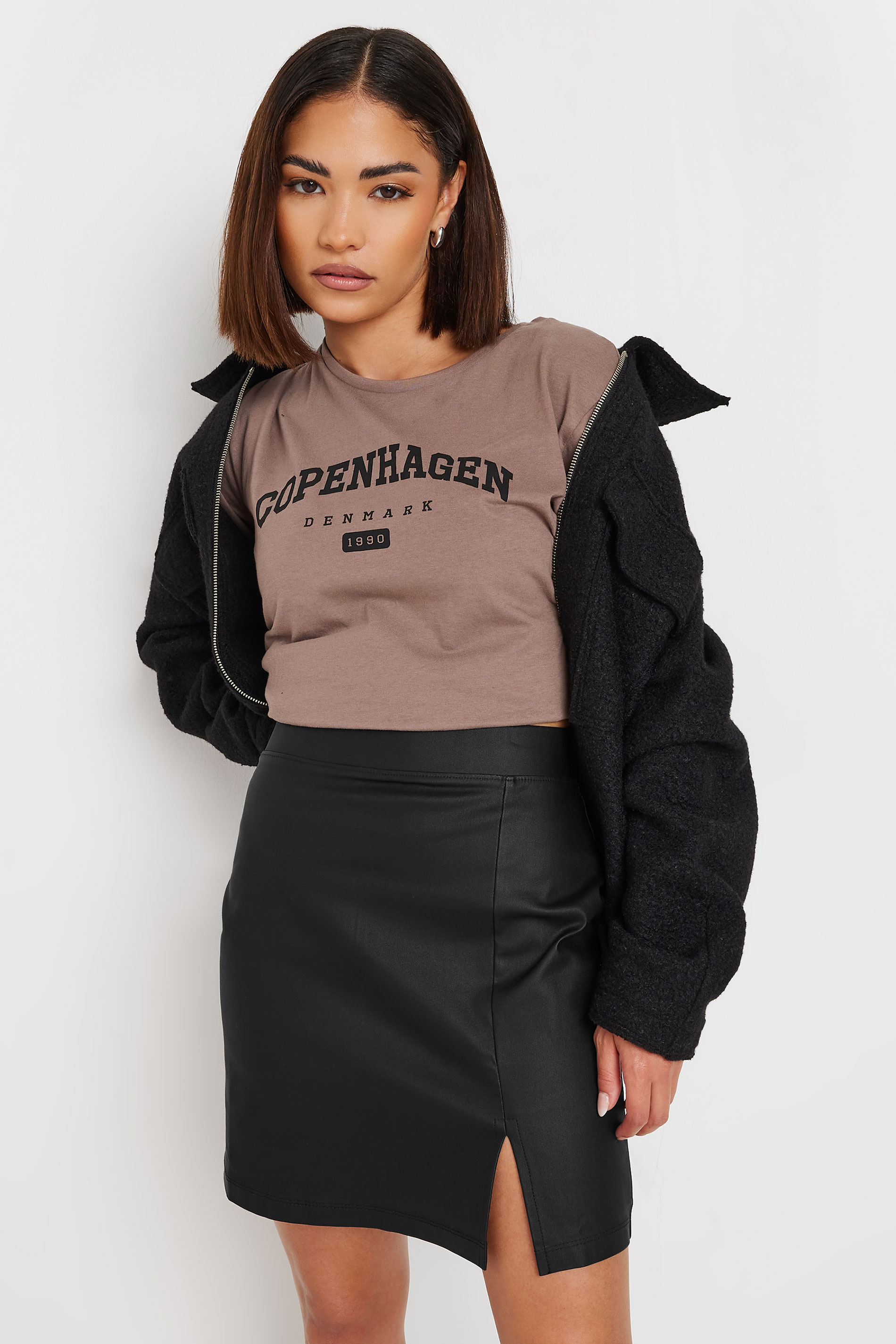 PixieGirl Petite Women's Black Coated Mini Skirt | PixieGirl 1