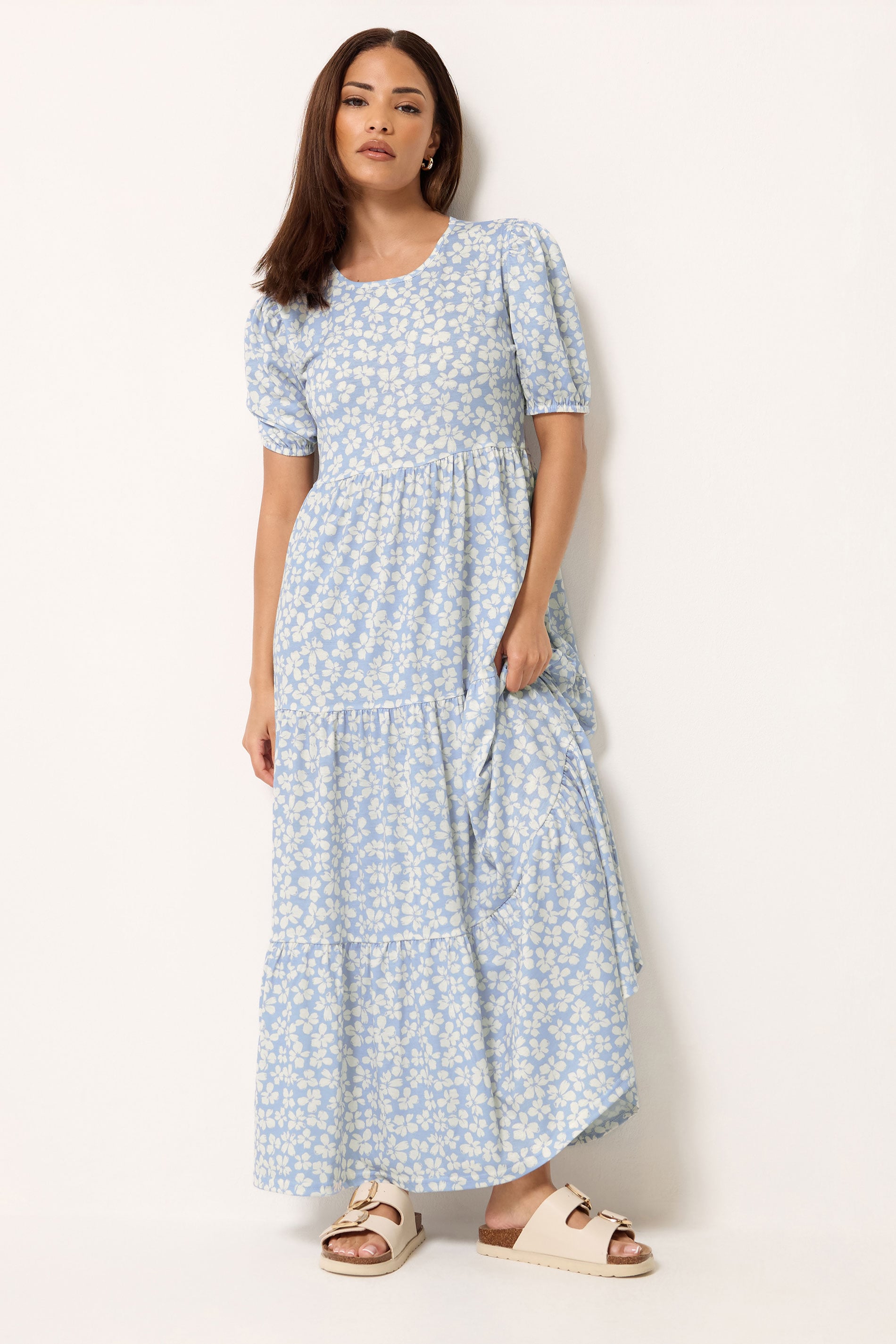 PixieGirl Blue Ditsy Tiered Maxi Dress | PixieGirl 3