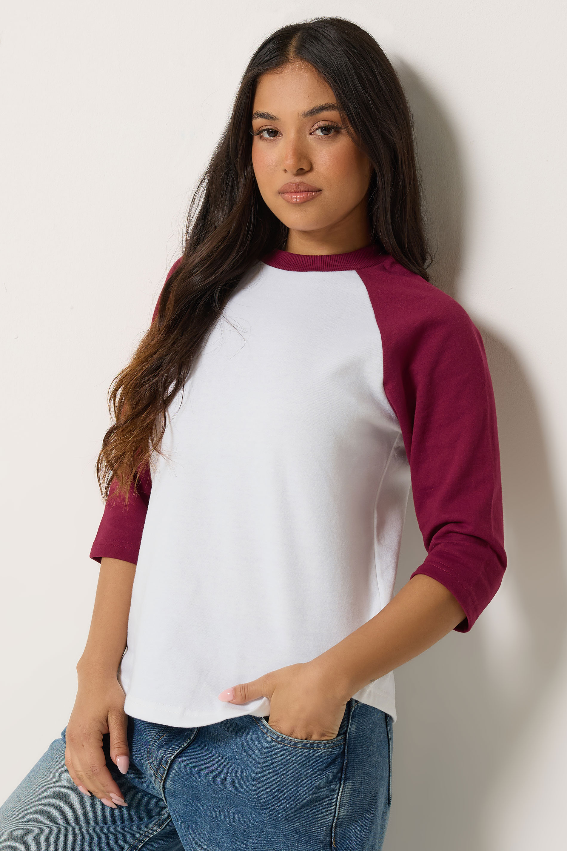 Pixiegirl Women's Red Petite Burgundy Raglan Sweatshirt Size 14